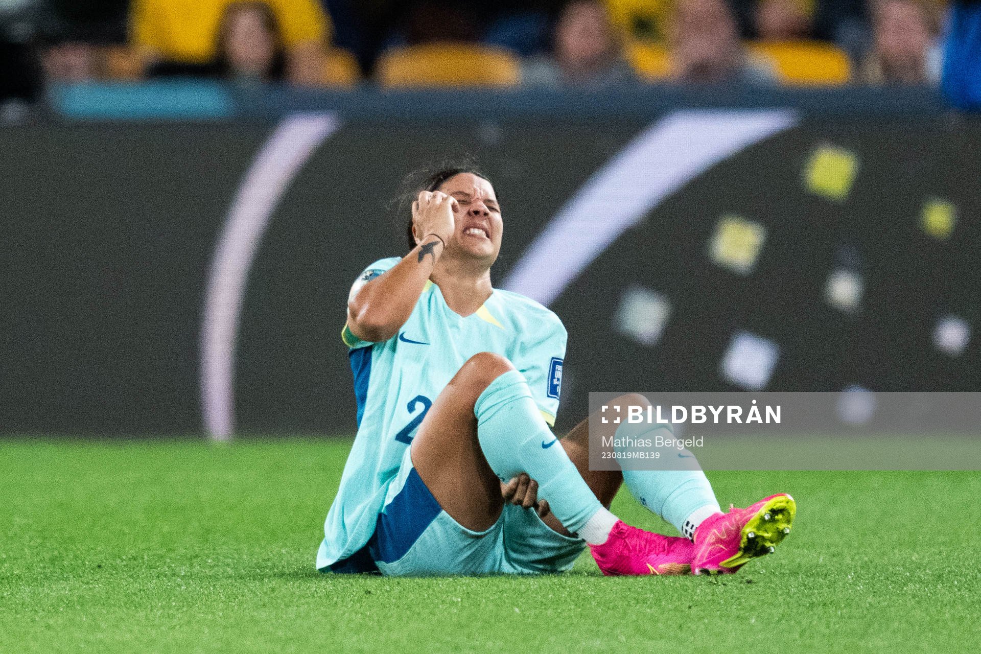 Sam Kerr of Australia in pain