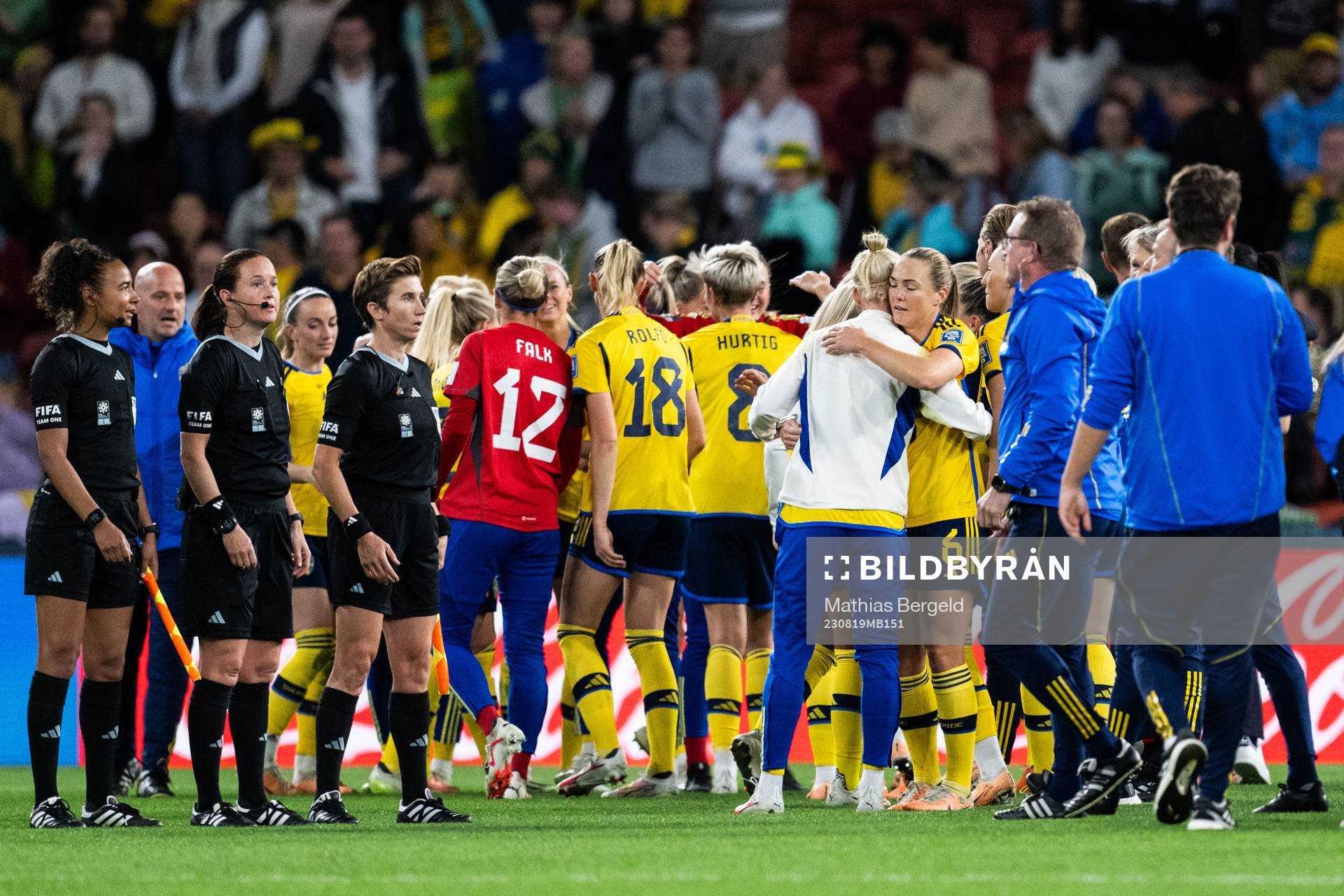 Players of Sweden celebrate