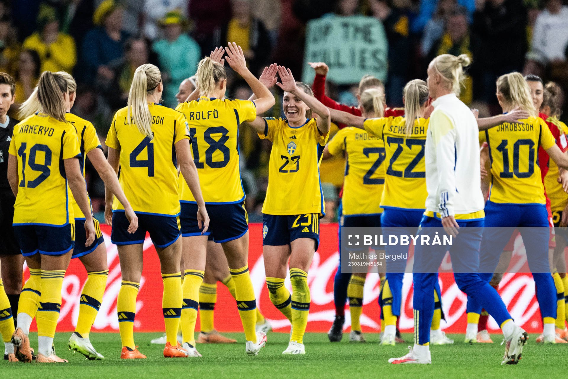 Elin Rubensson of Sweden celebrates with team mates