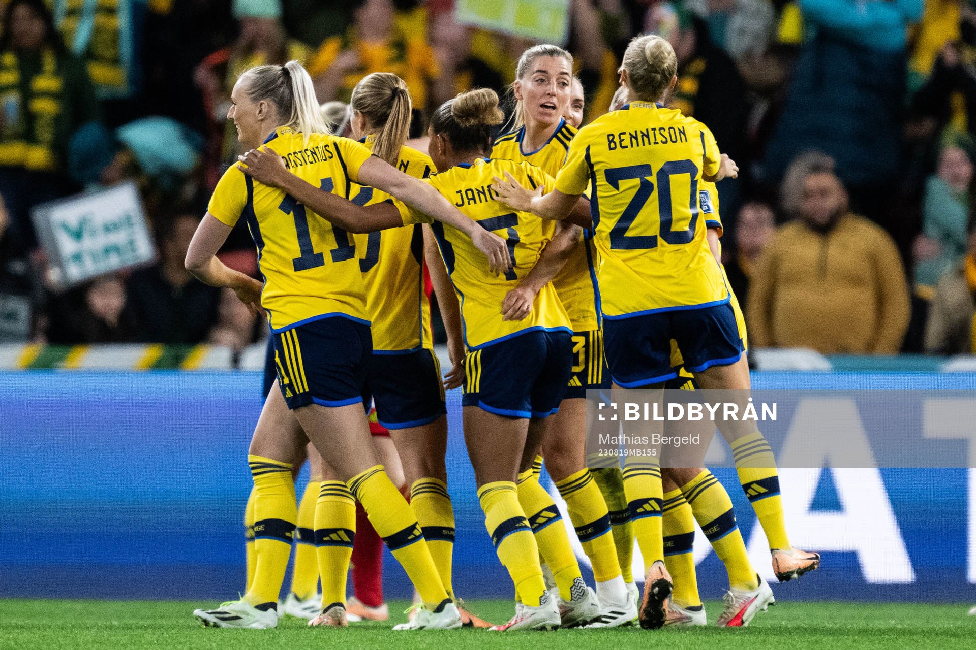 Players of Sweden celebrate