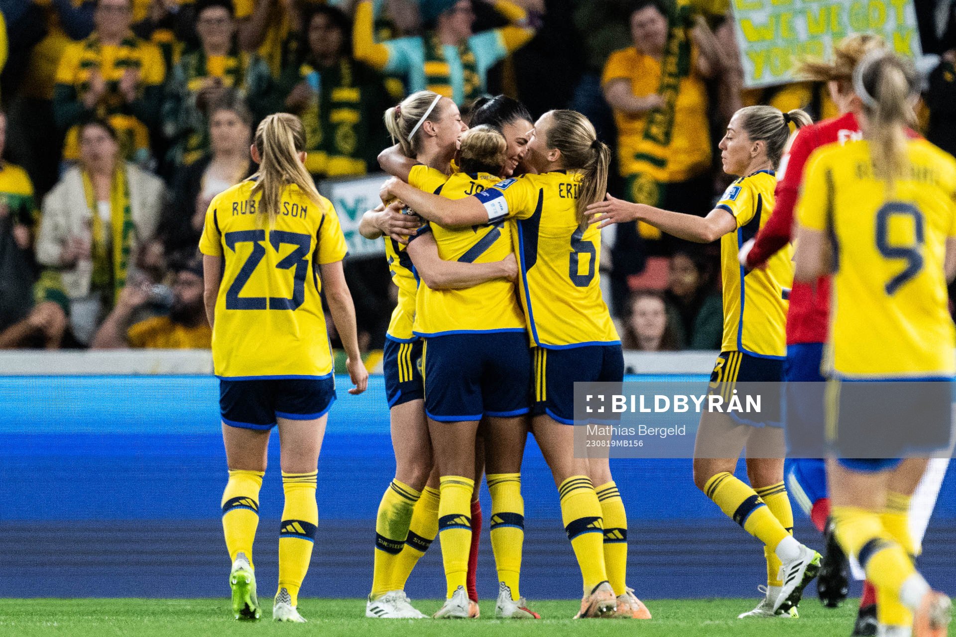 Players of Sweden celebrate