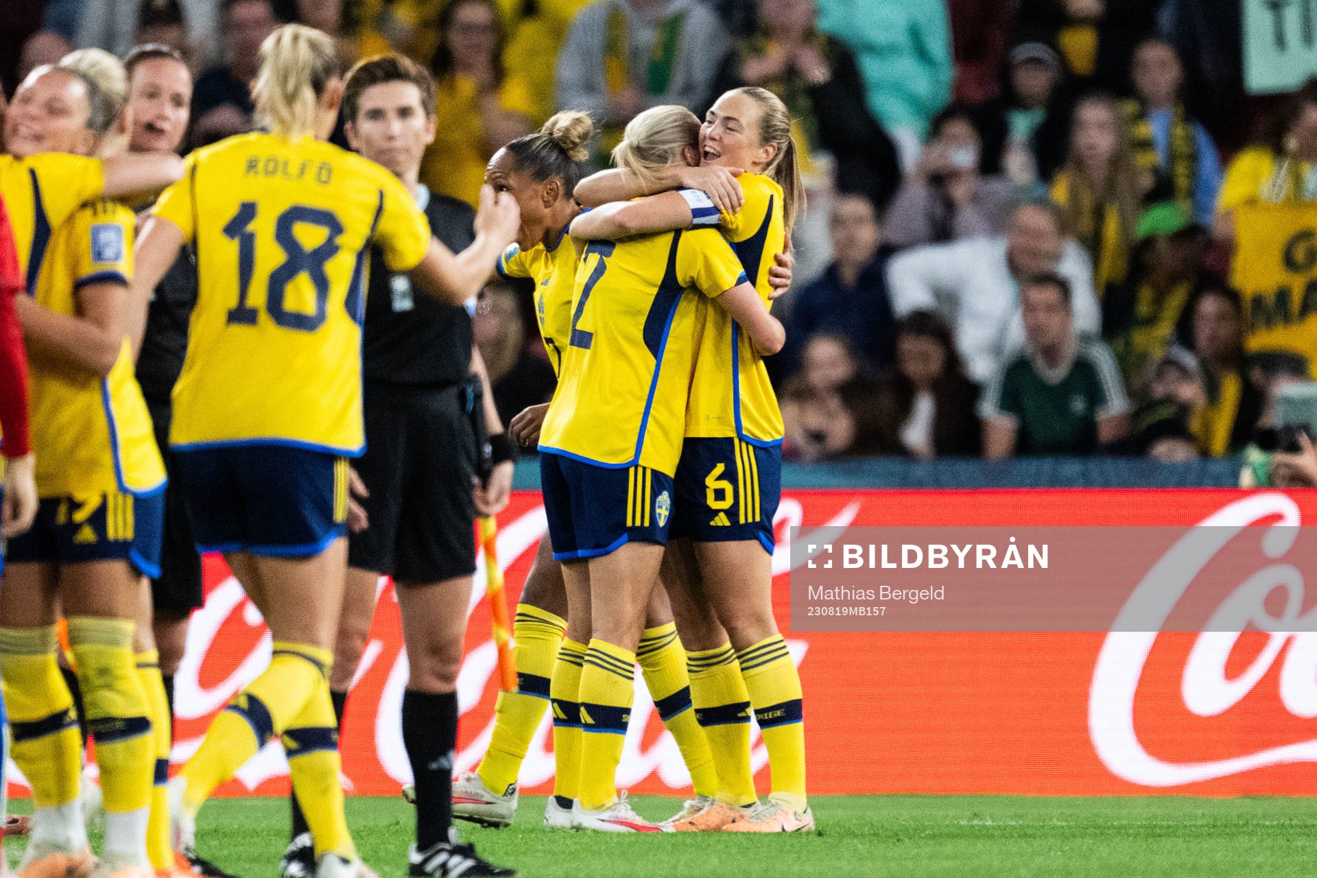 Jonna Andersson and Magdalena Eriksson of Sweden celebrate