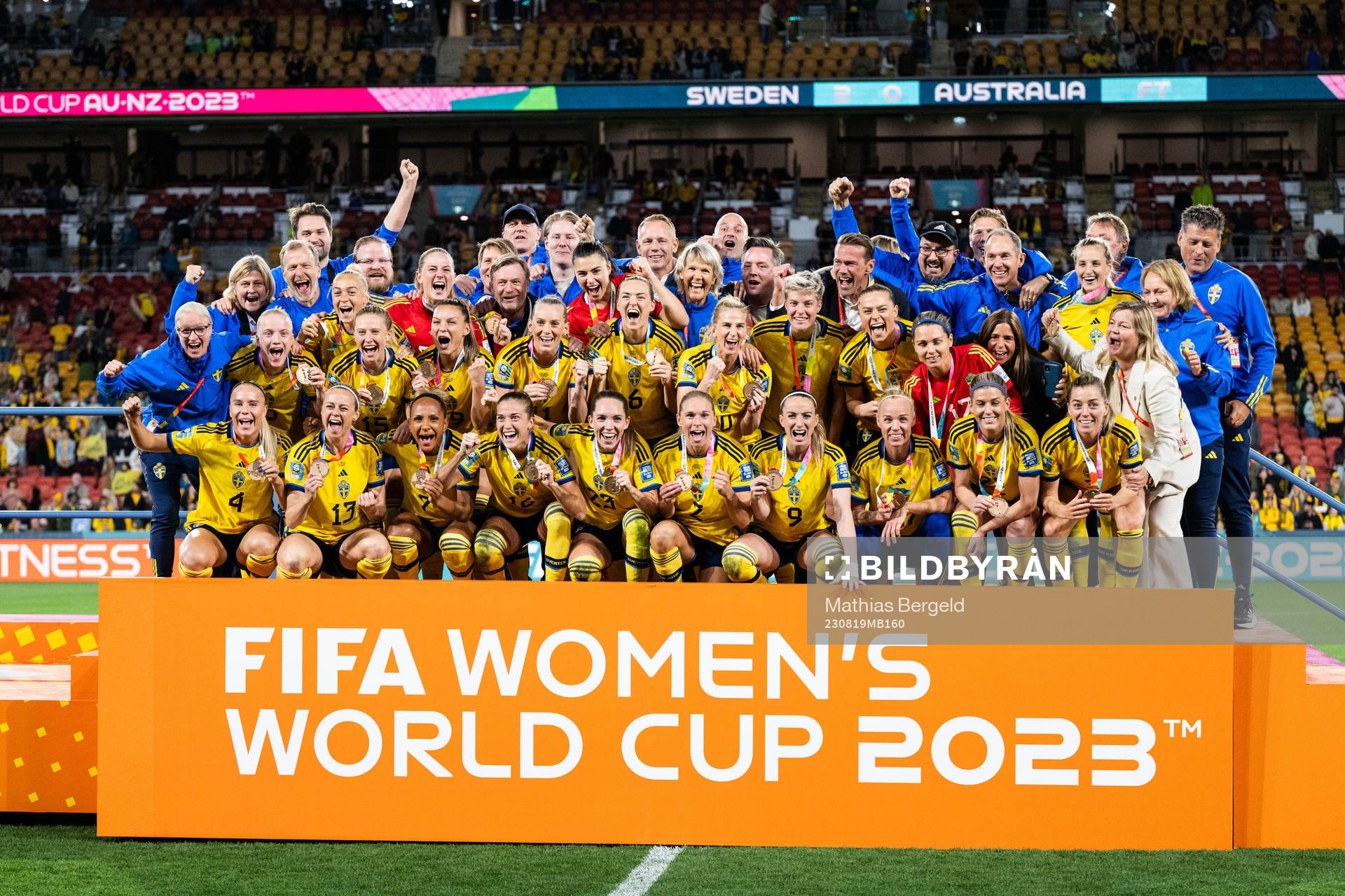 Players of Sweden celebrates with their bronze medals