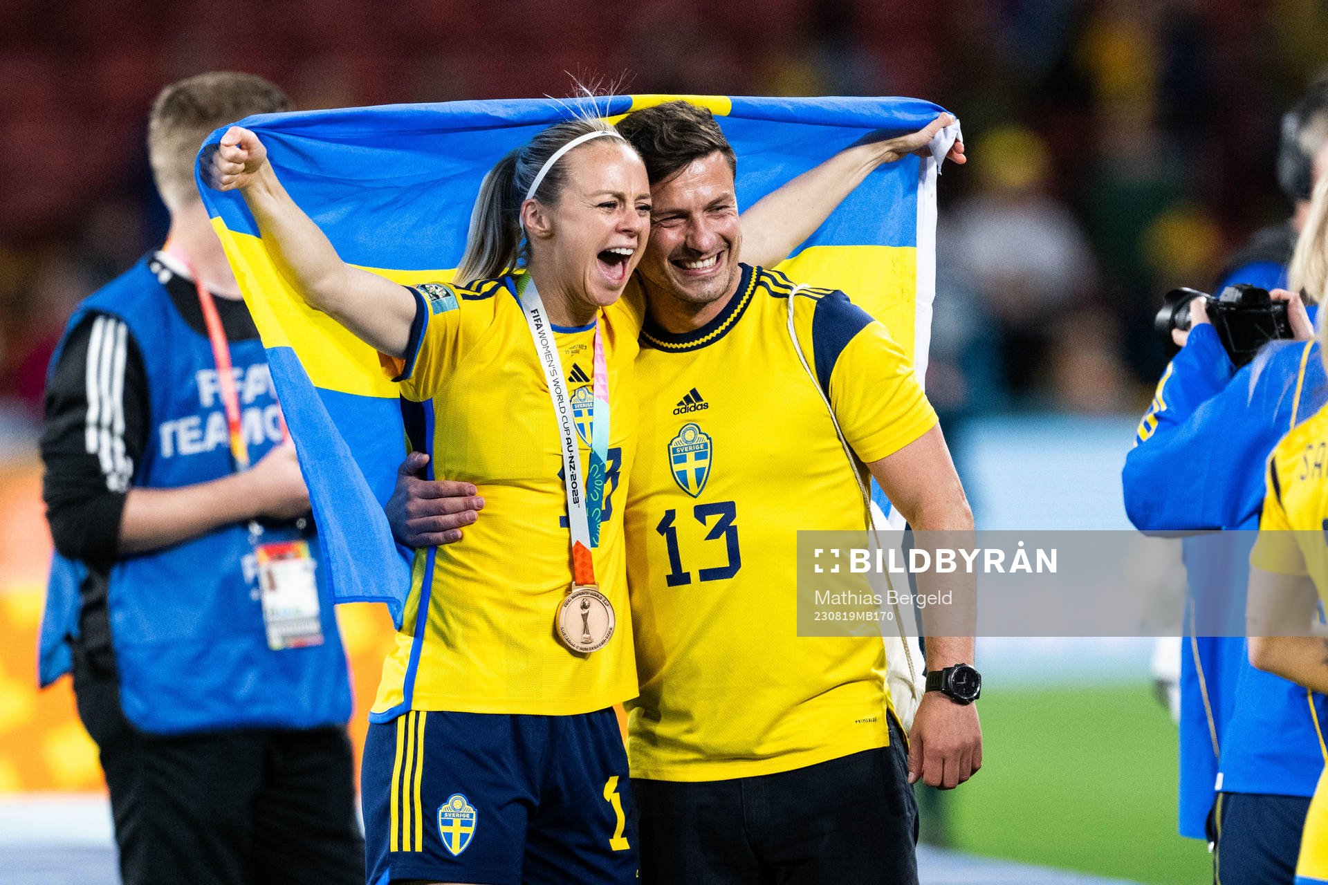 Amanda Ilestedt of Sweden celebrates with her boyfriend