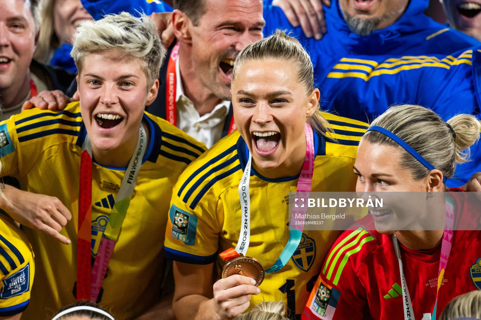 Lina Hurtig, Fridolina Rolfö and goalkeeper Jennifer Falk