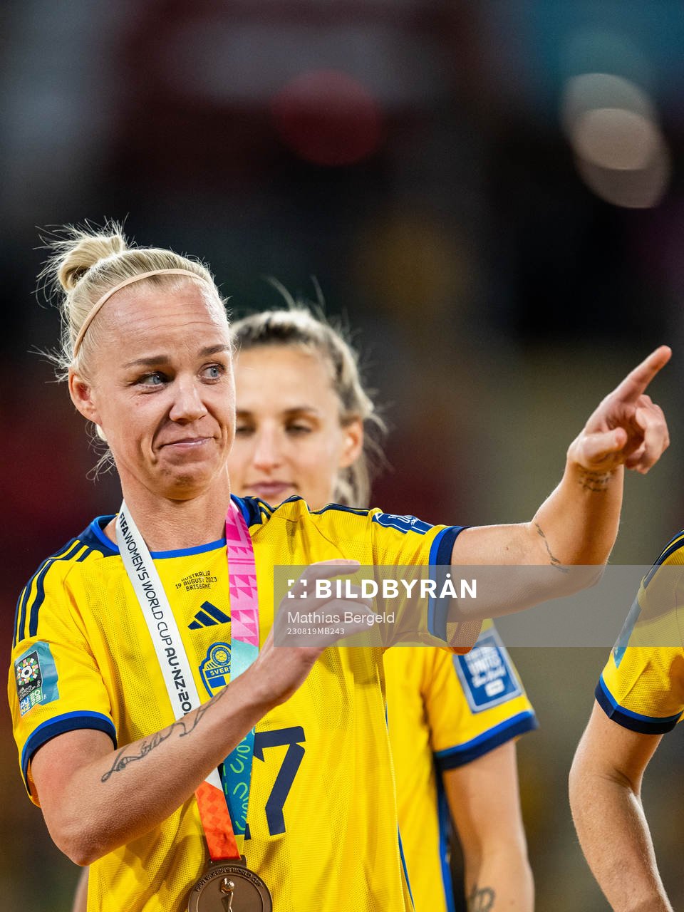 Caroline Seger of Sweden celebrate with her medal at the