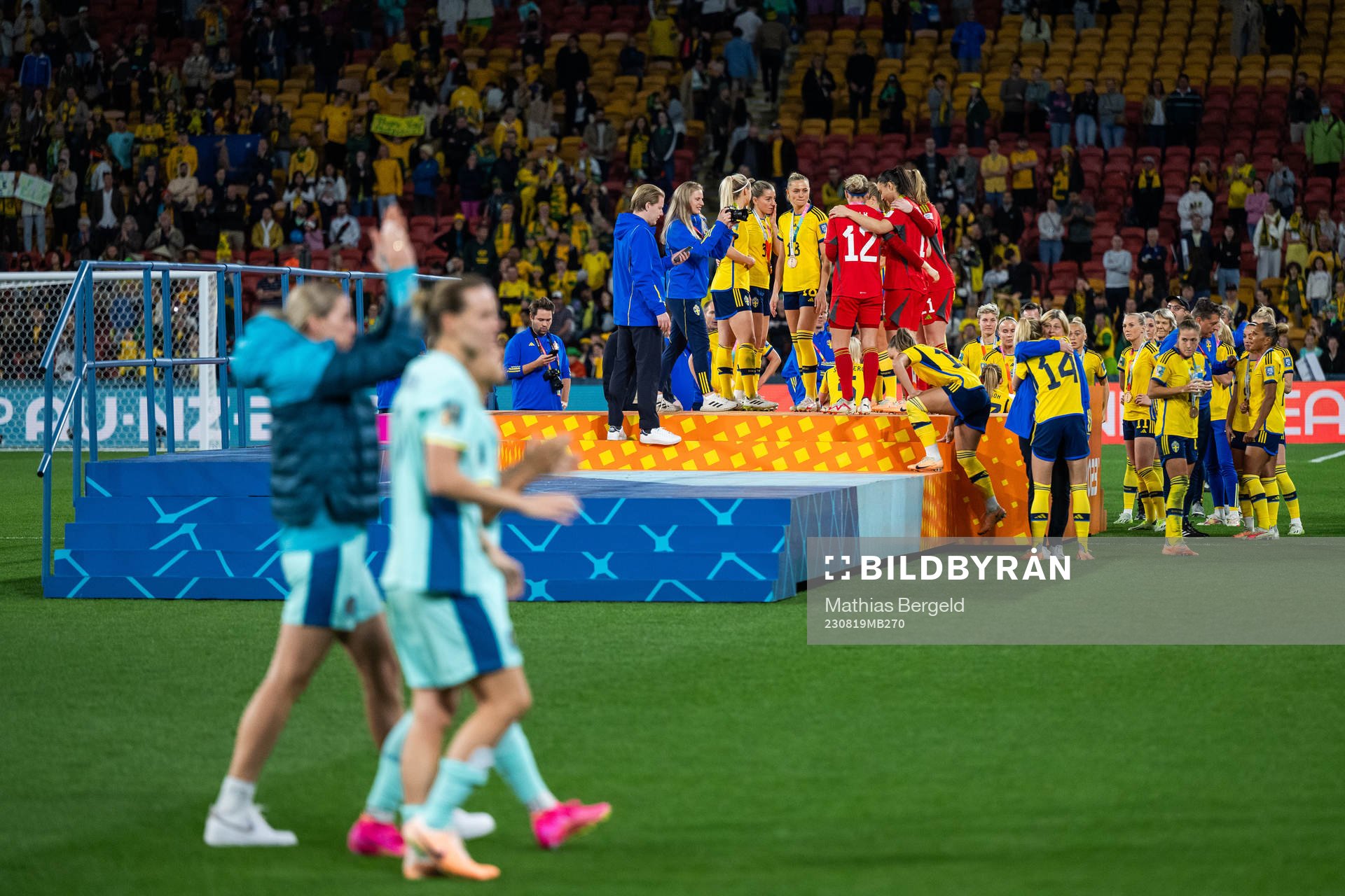Players of Sweden celebrate