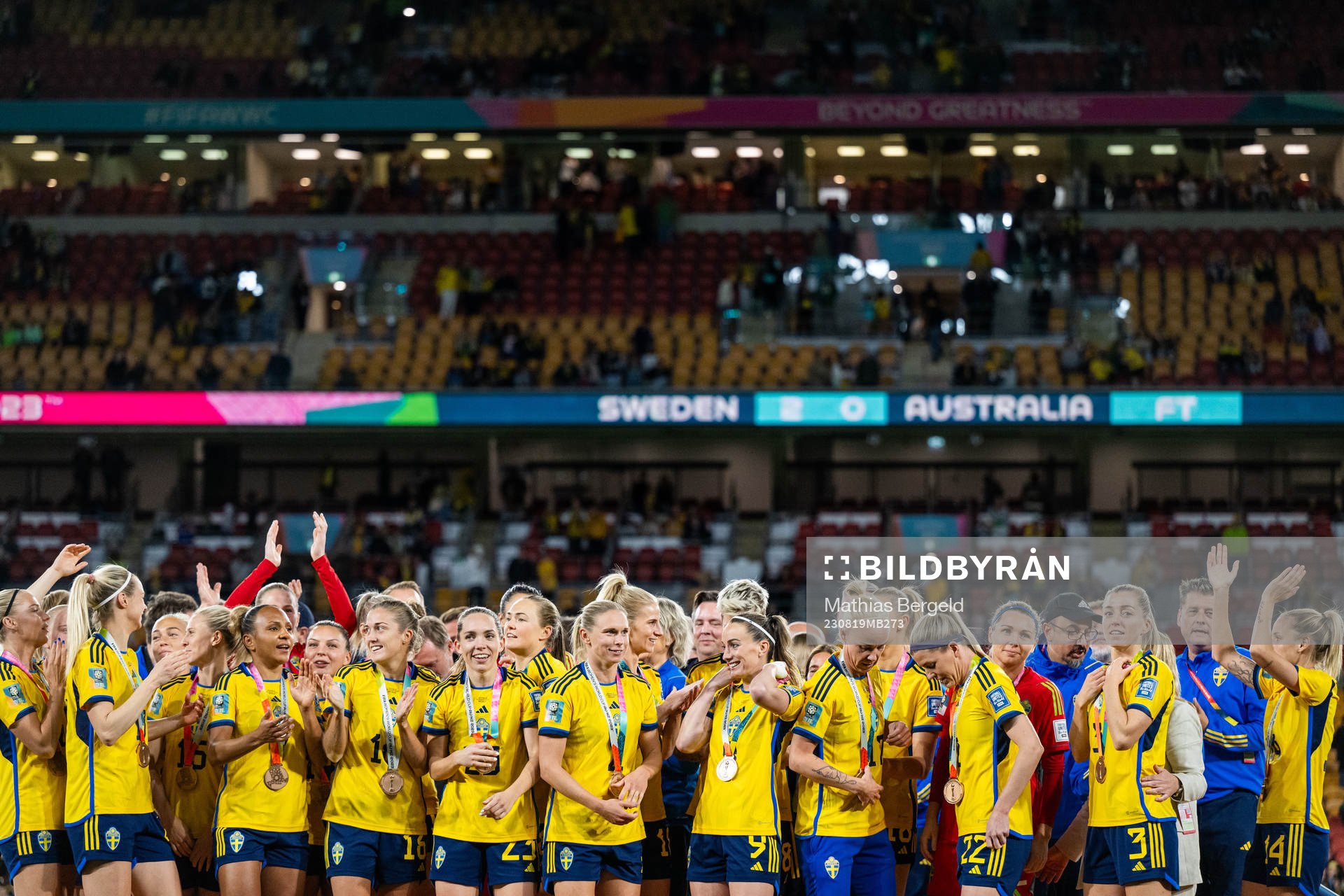 Players of Sweden celebrate with their medals