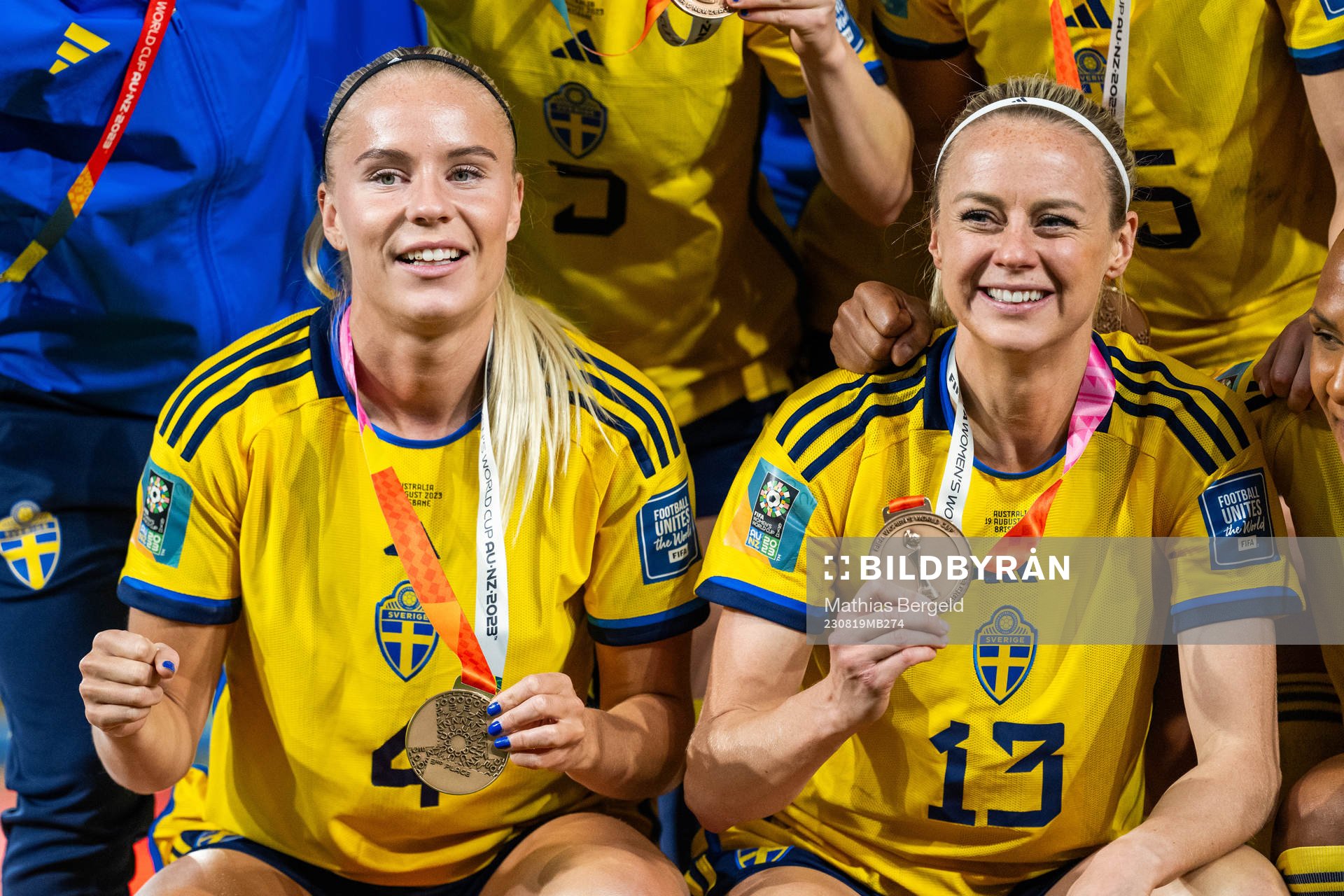 Stina Lennartsson and Amanda Ilestedt of Sweden celebrate