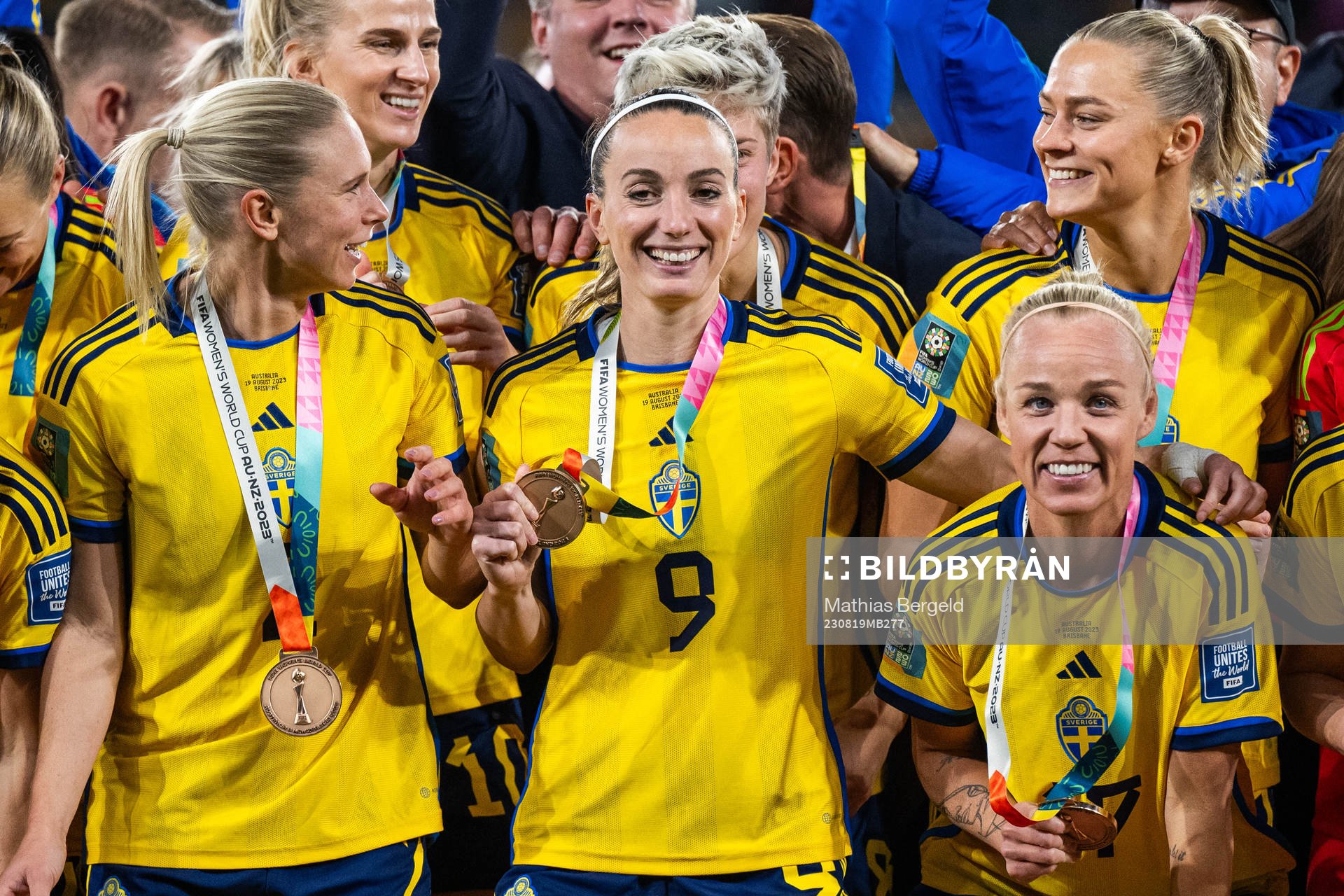 Jonna Andersson, Kosovare Asllani and Caroline Seger of