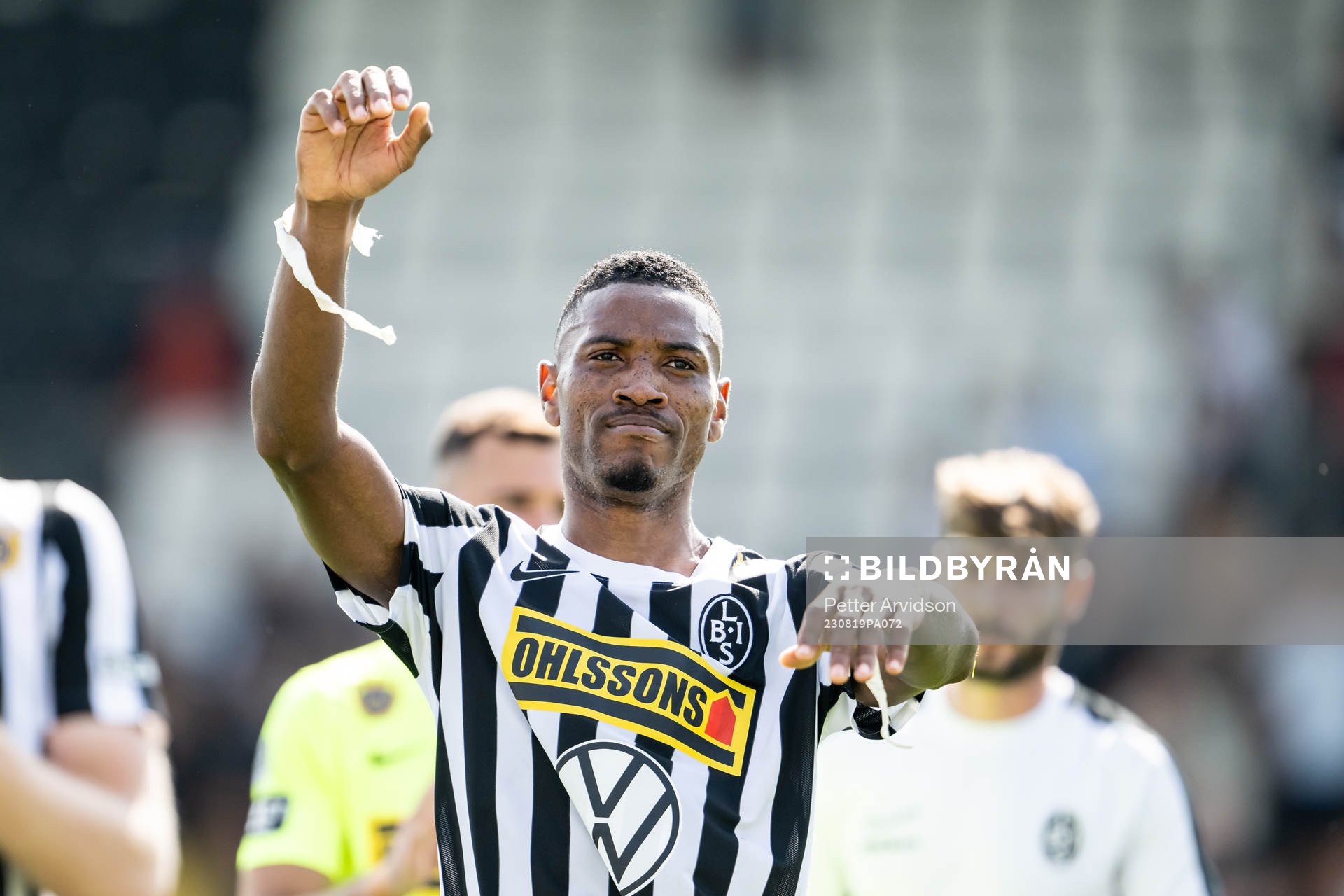 Landskronas Samuel Kotto efter fotbollsmatchen i Superettan mellan Landskrona och Brage den 19 augusti 2023 i Landskrona. 