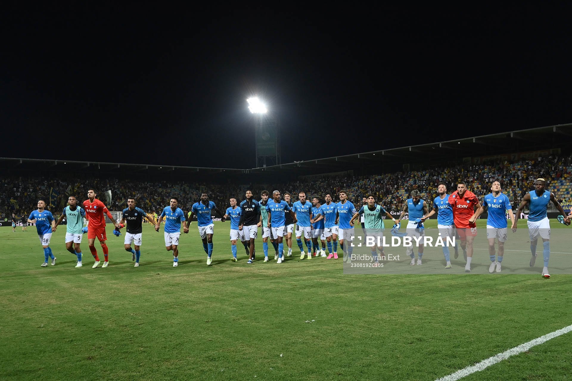 Players of Napoli during the football match between Frosinone and Napoli on August 19, 2023 in Frosinone.