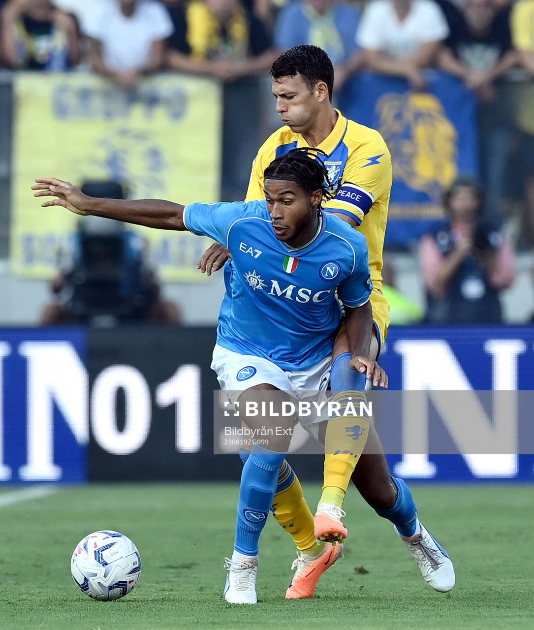 Jean Cajuste of Napoli during the football match between Frosinone and Napoli on August 19, 2023 in Frosinone.