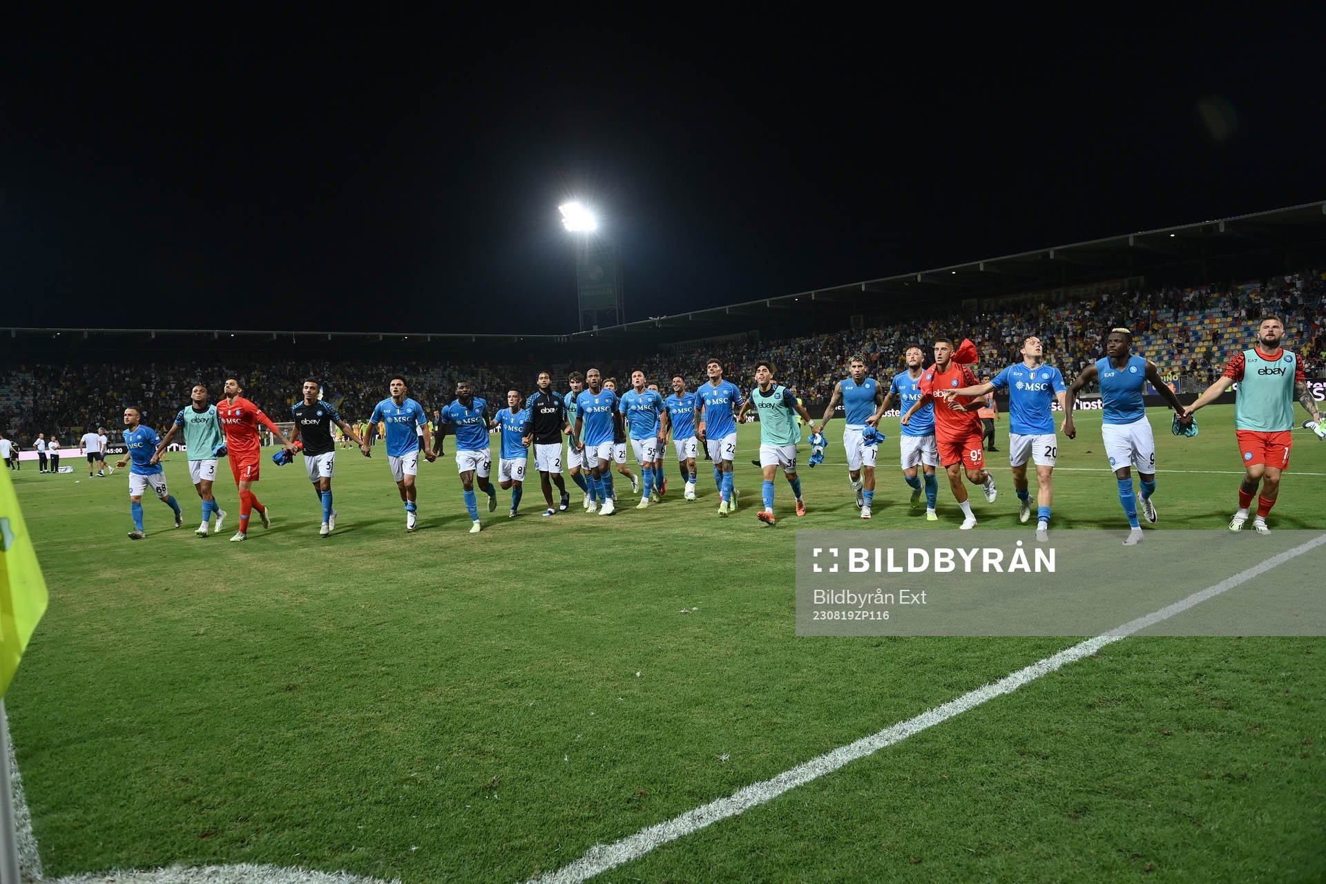Players of Napoli during the football match between Frosinone and Napoli on August 19, 2023 in Frosinone.