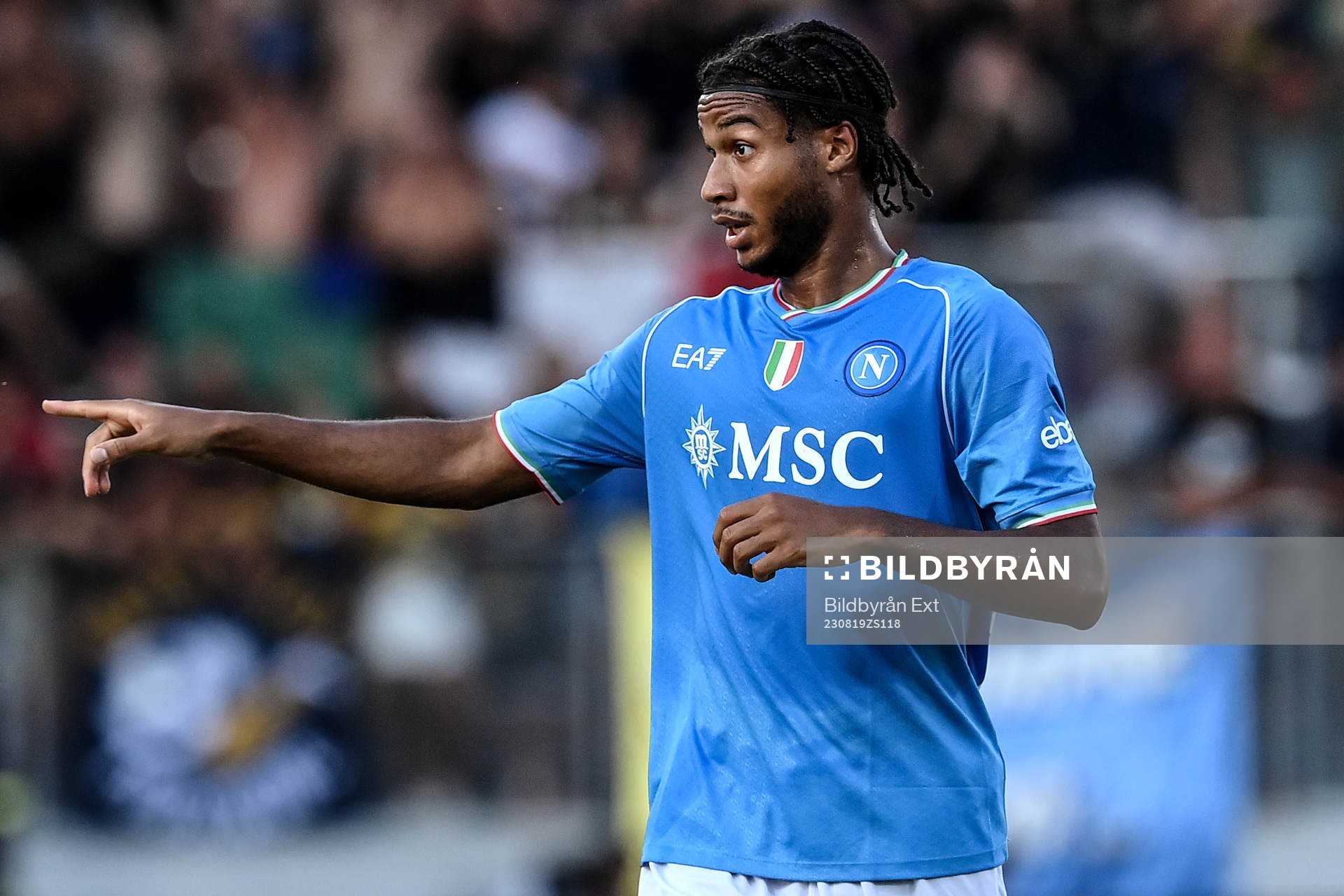 Jean Cajuste of Napoli during the football match between Frosinone and Napoli on August 19, 2023 in Frosinone.