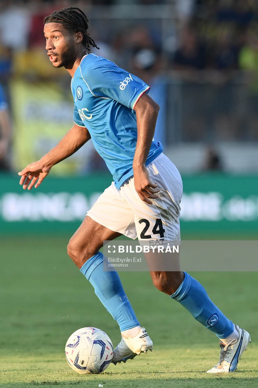Jean Cajuste of Napoli during the football match between Frosinone and Napoli on August 19, 2023 in Frosinone.