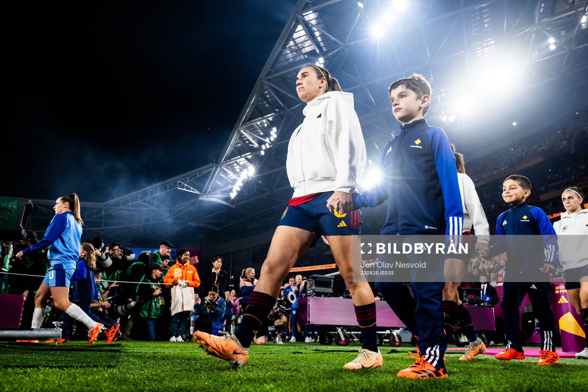 Mariona Caldentey of Spain enter the pitch