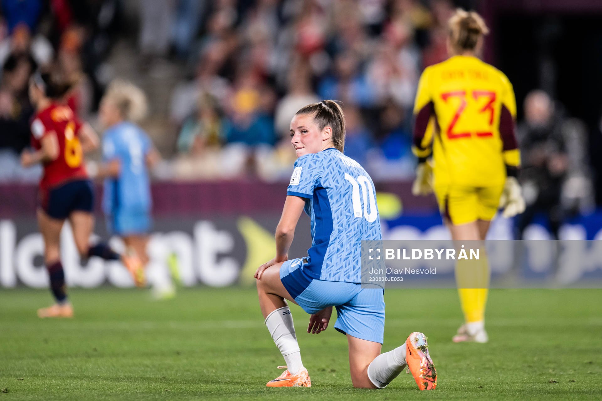 Ella Toone of England looks dejected