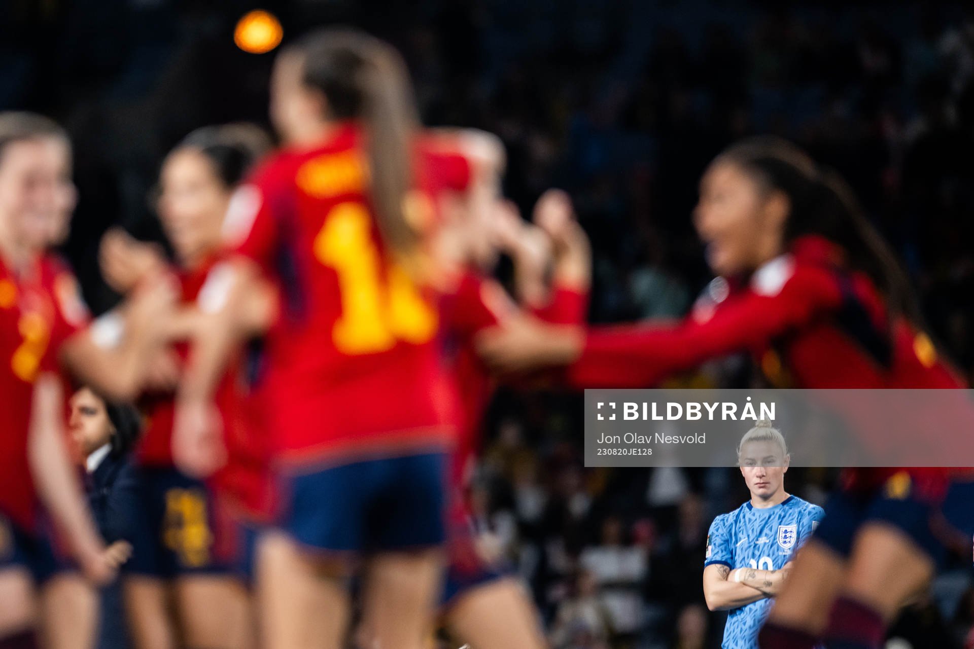 Beth England of England looks dejected