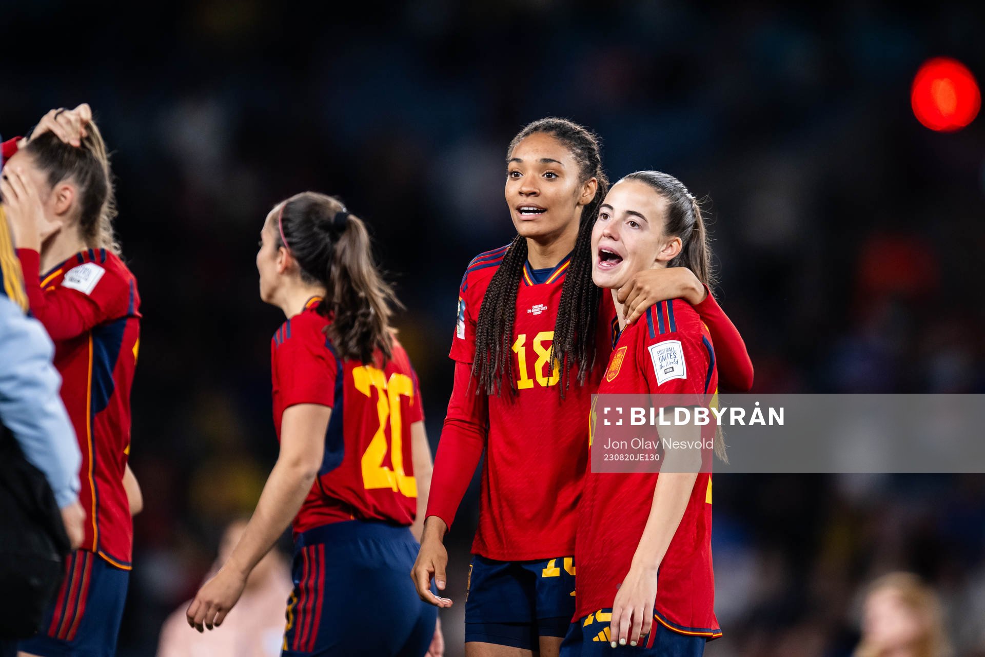 Salma Paralluelo and Maria Perez of Spain celebrate