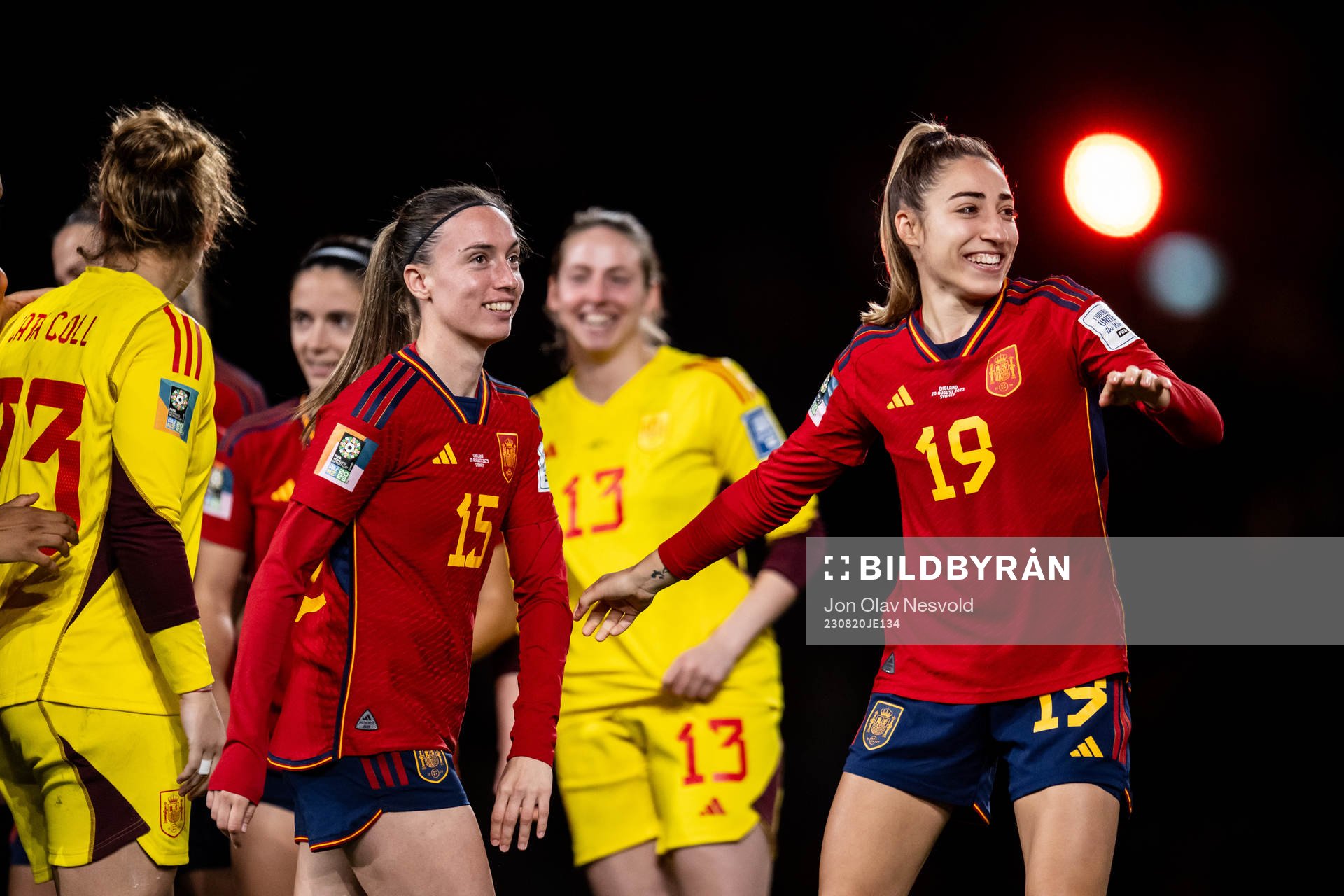 Eva Navarro and Olga Carmona of Spain celebrate