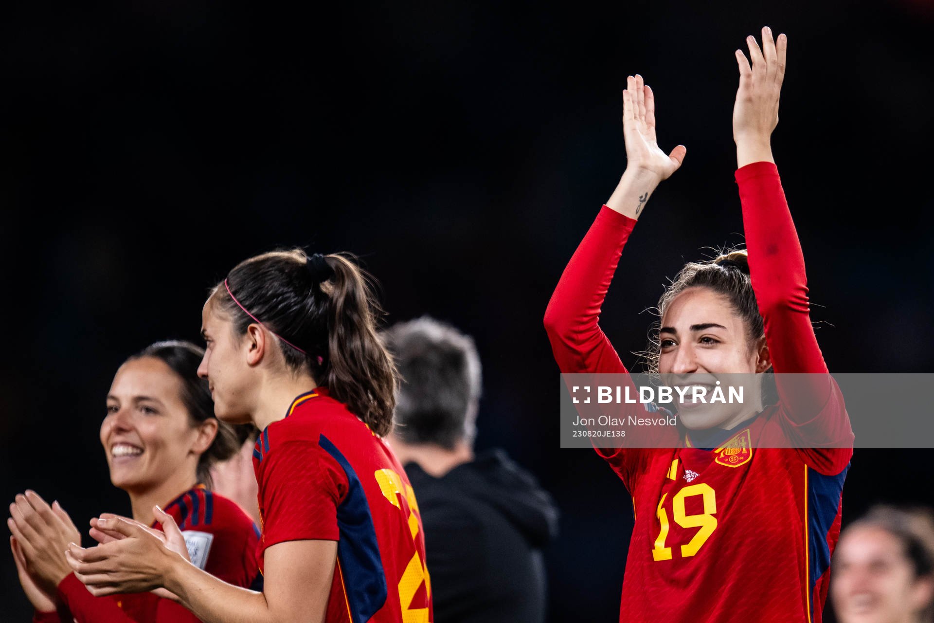 Olga Carmona of Spain celebrates