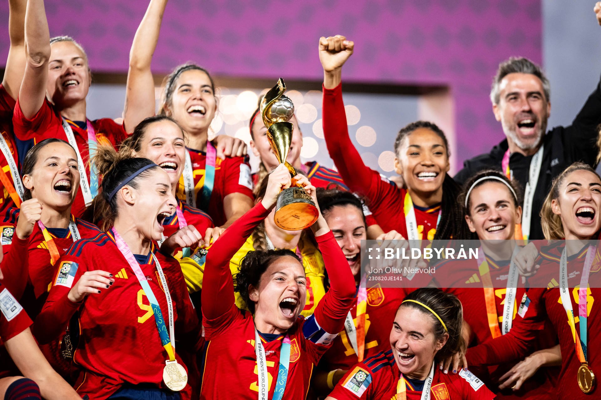 Ivana Andres of Spain celebrates with the trophy
