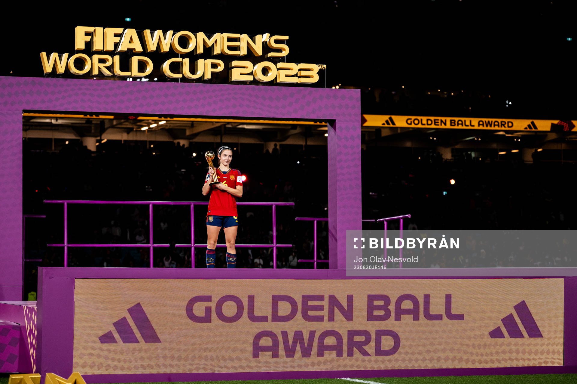 Aitana Bonmati of Spain with the golden ball award