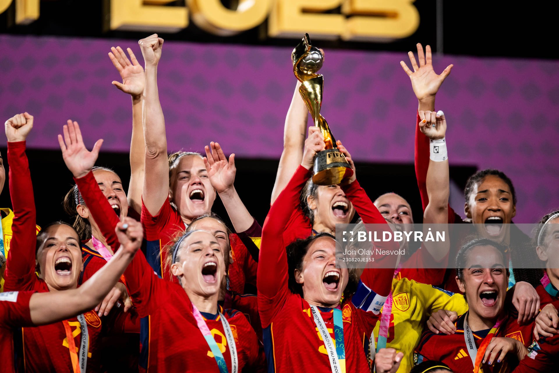 Ivana Andres of Spain celebrates with the trophy