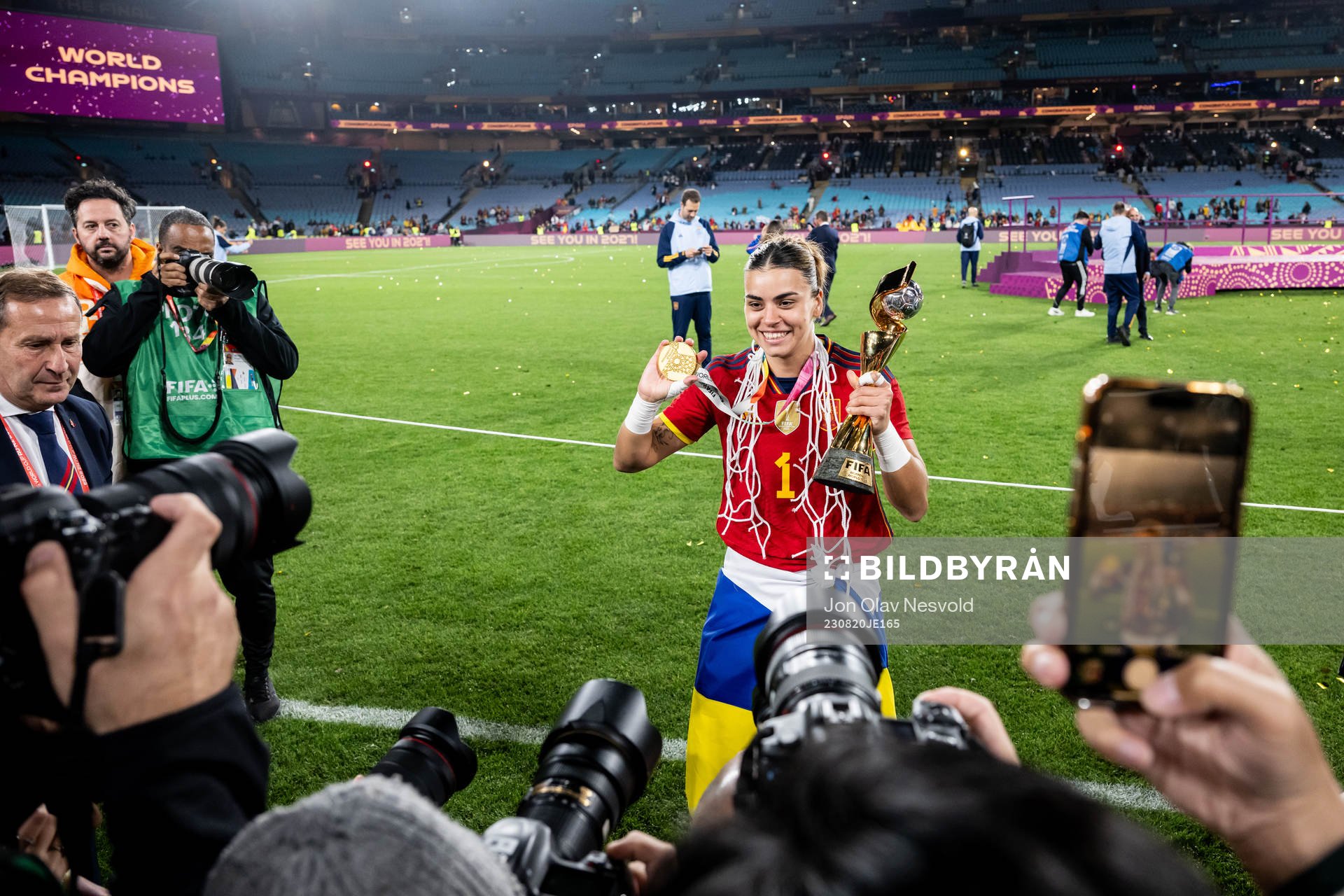 Goalkeeper Misa Rodriguez of Spain celebrates with the