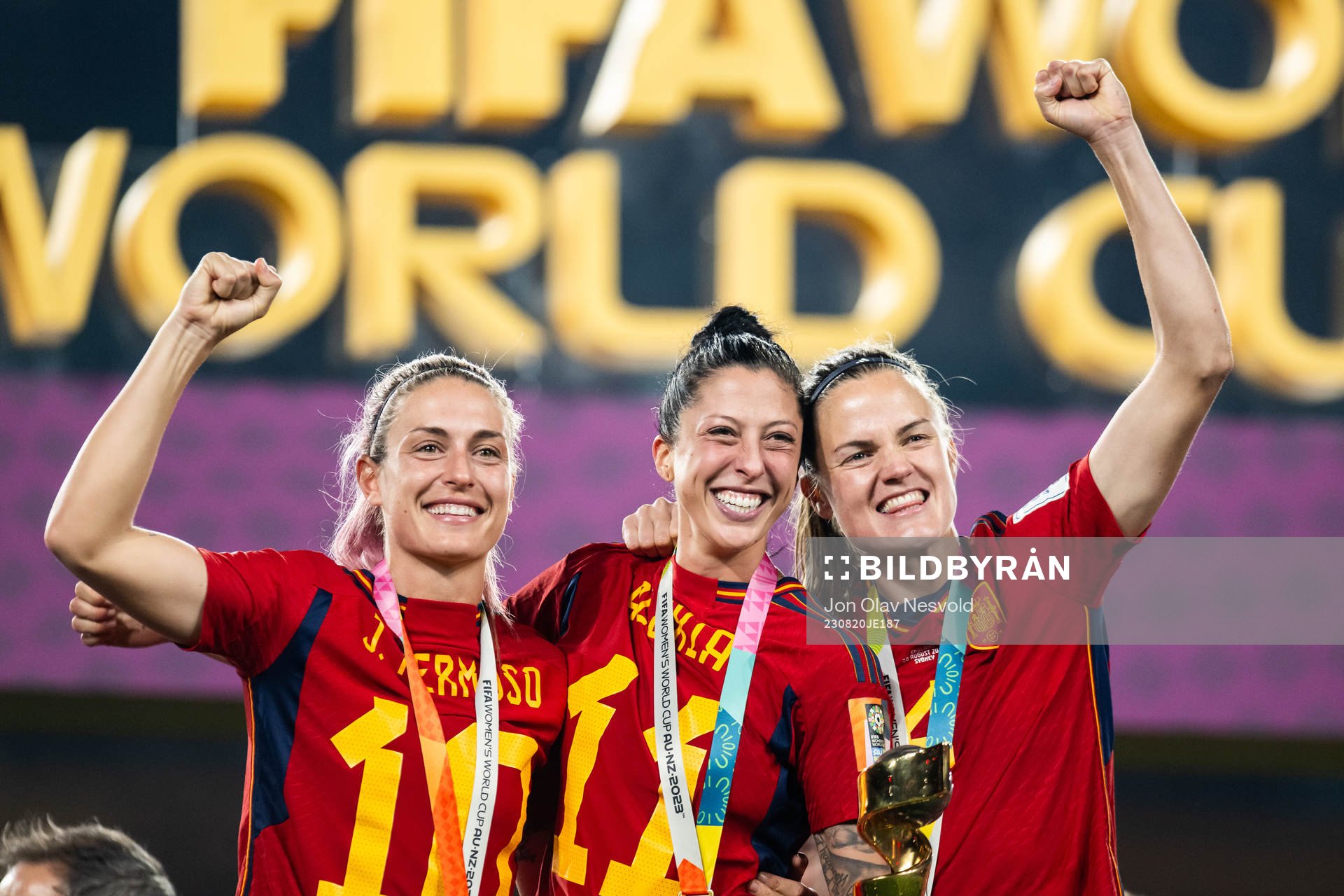 Alexia Putellas, Jennifer Hermoso and Irene Paredes of