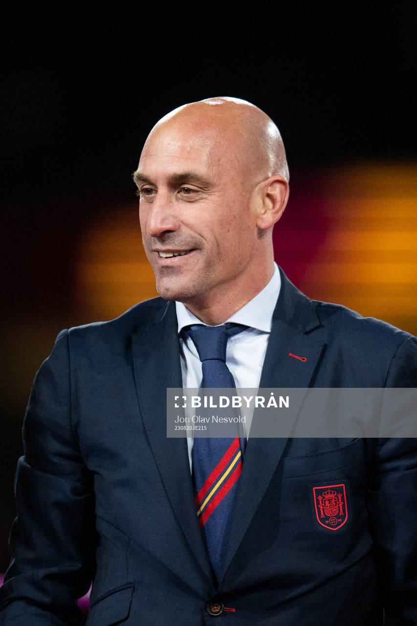 Luis Rubiales, President of the Spanish Football Association, during the the award ceremony after FIFA Women's World Cup final between Spain and England on August 20, 2023 in Sydney.