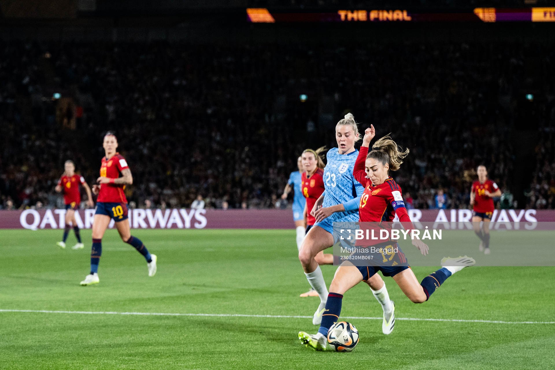 Olga Carmona of Spain scores the 1-0 goal in action with