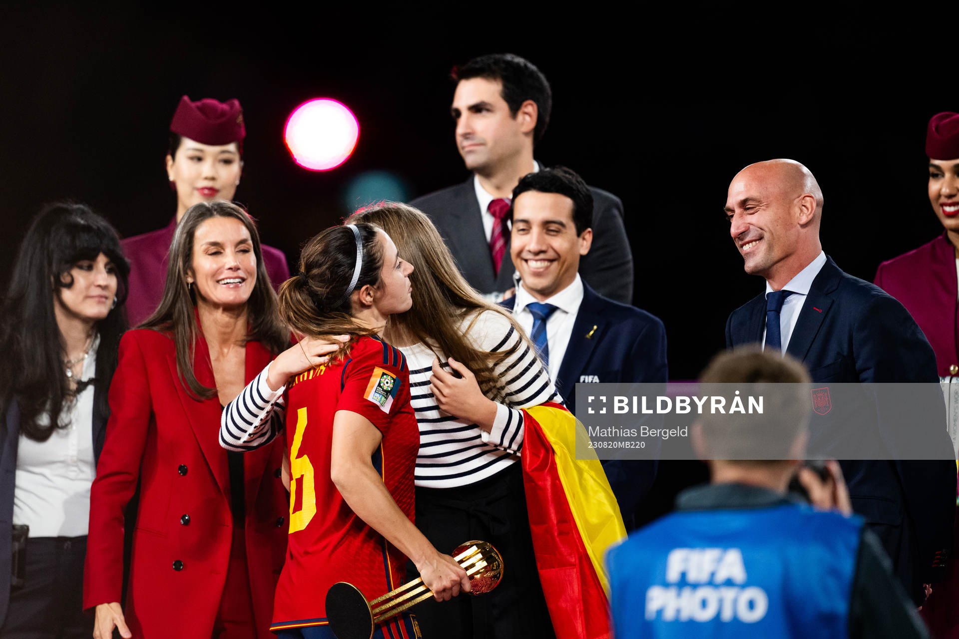 Queen Letizia and Princess Sofia  of Spain hand out the