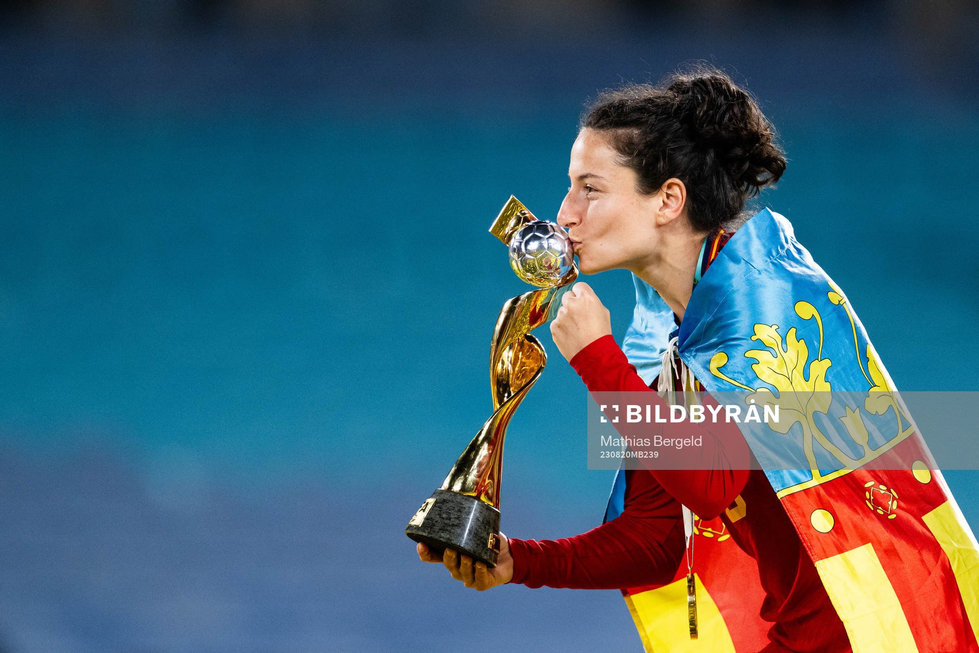 Ivana Andres of Spain celebrates with the trophy