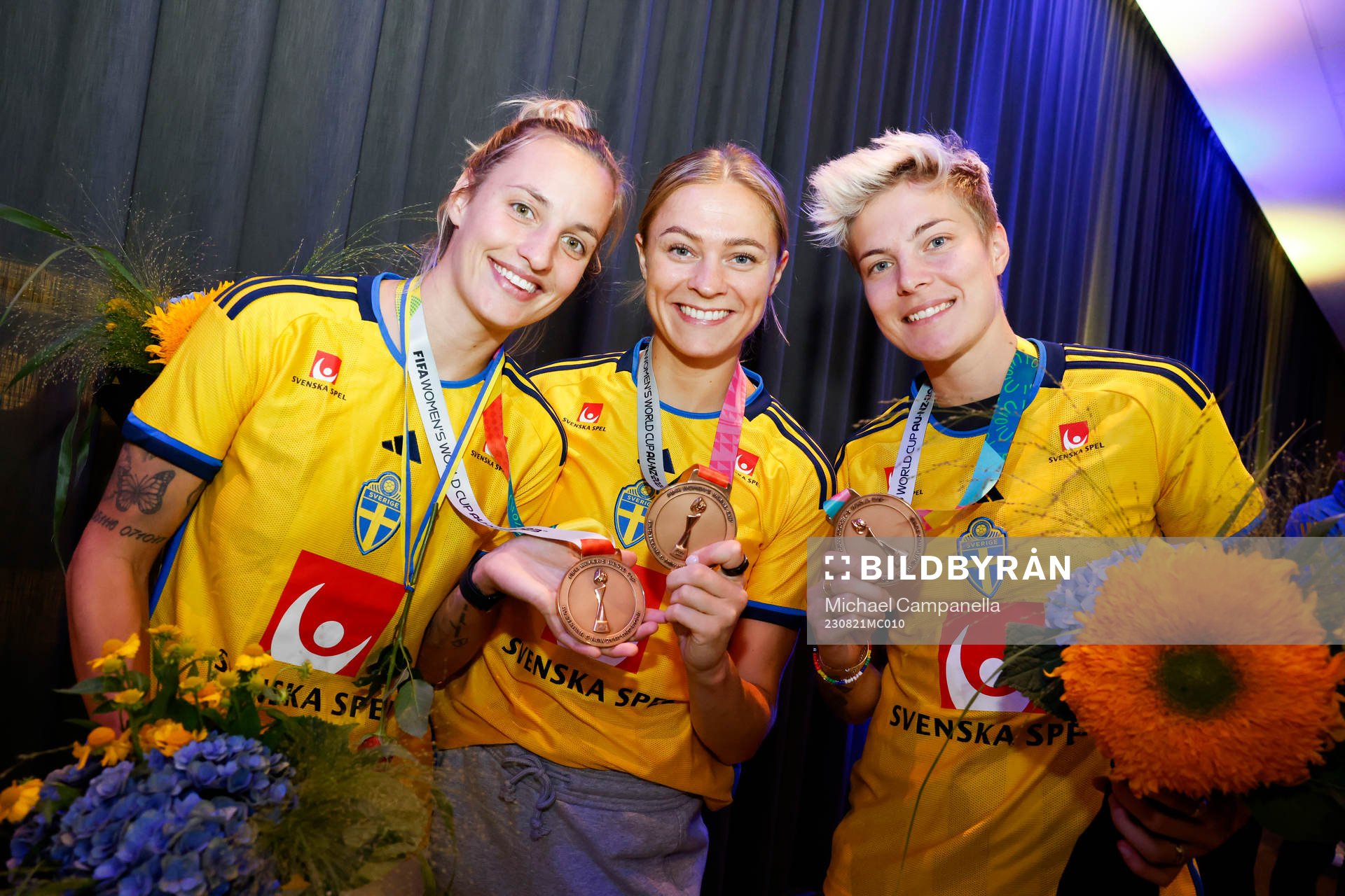 Nathalie Björn, Fridolina Rolfö and Lina Hurtig of Sweden