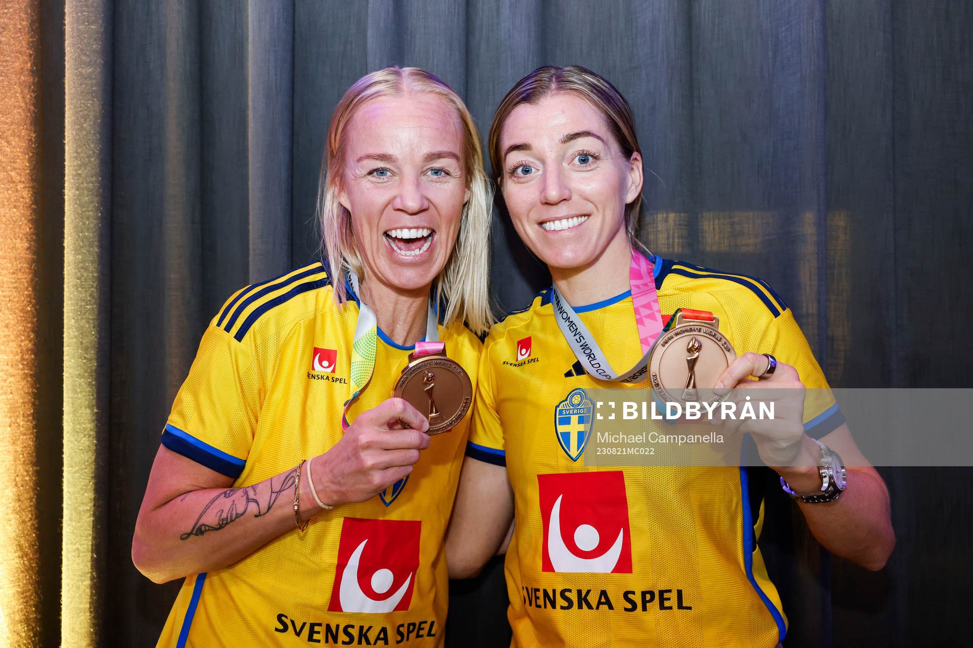 Caroline Seger and Linda Sembrant of Sweden