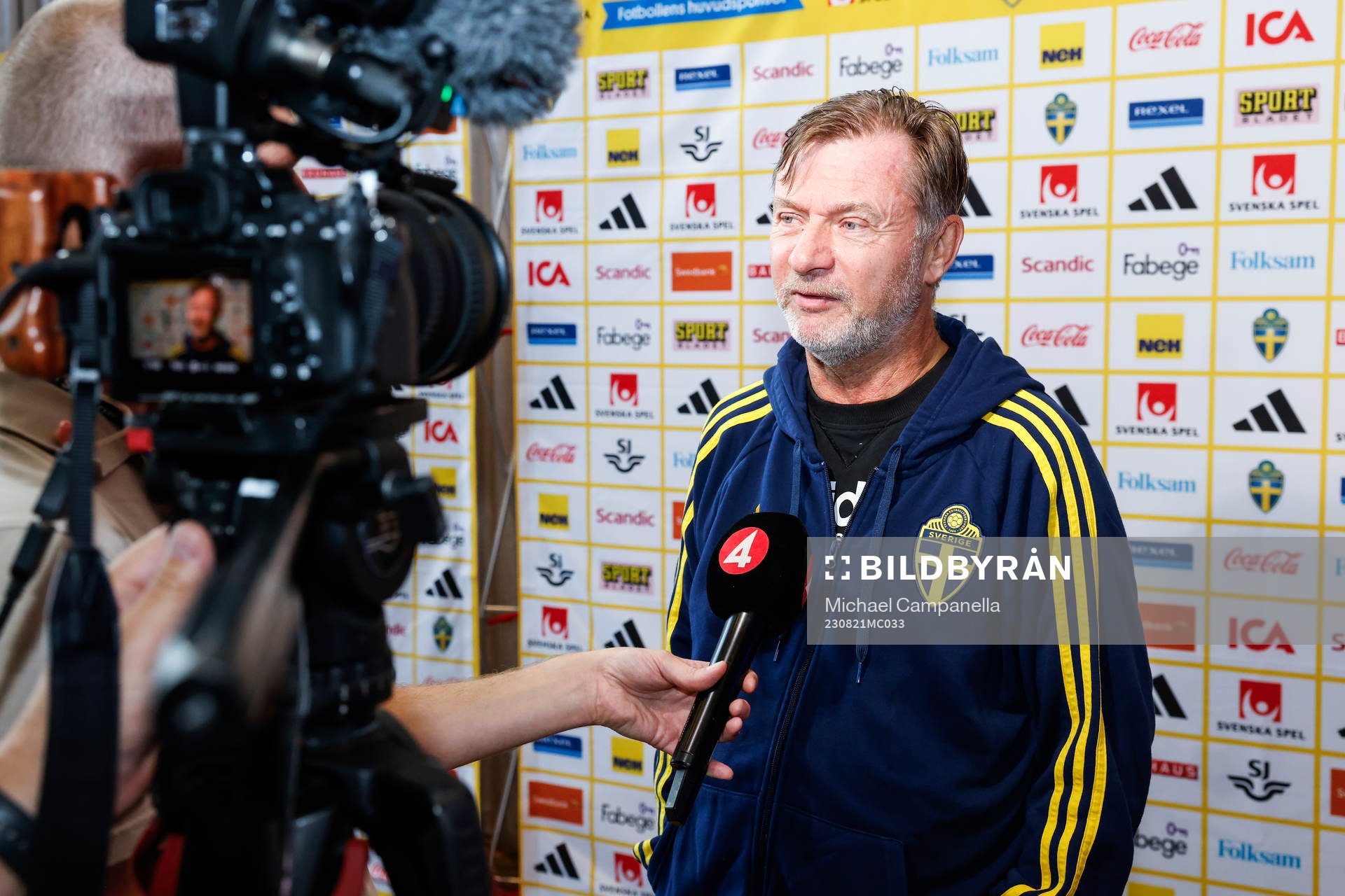 Head coach Peter Gerhardsson of Sweden during a homecoming press event after returning home from the 2023 FIFA Women's World Cup on August 21, 2023 in Stockholm.