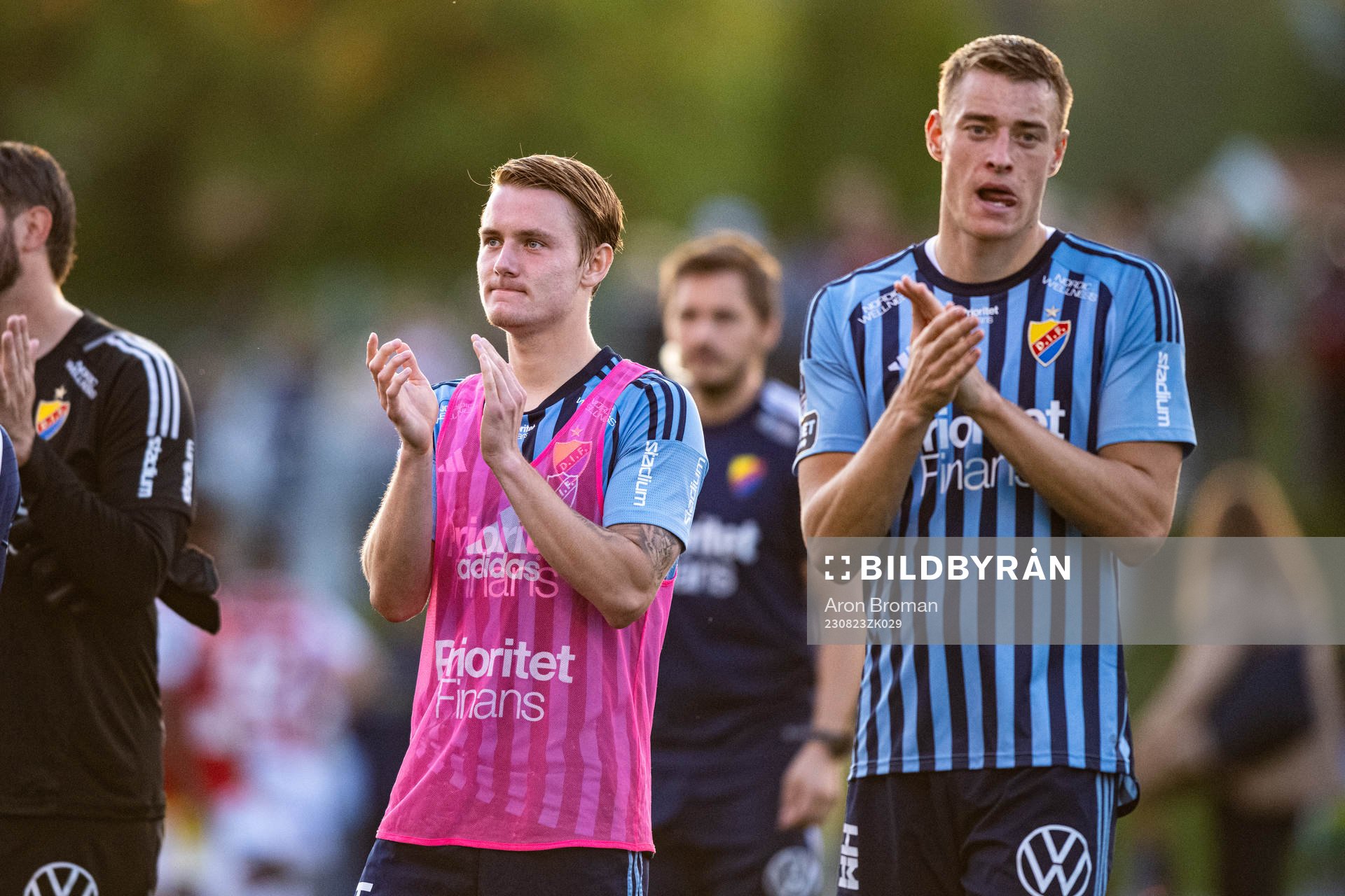 Djurgårdens Noel Milleskog och Jesper Löfgren  jublar