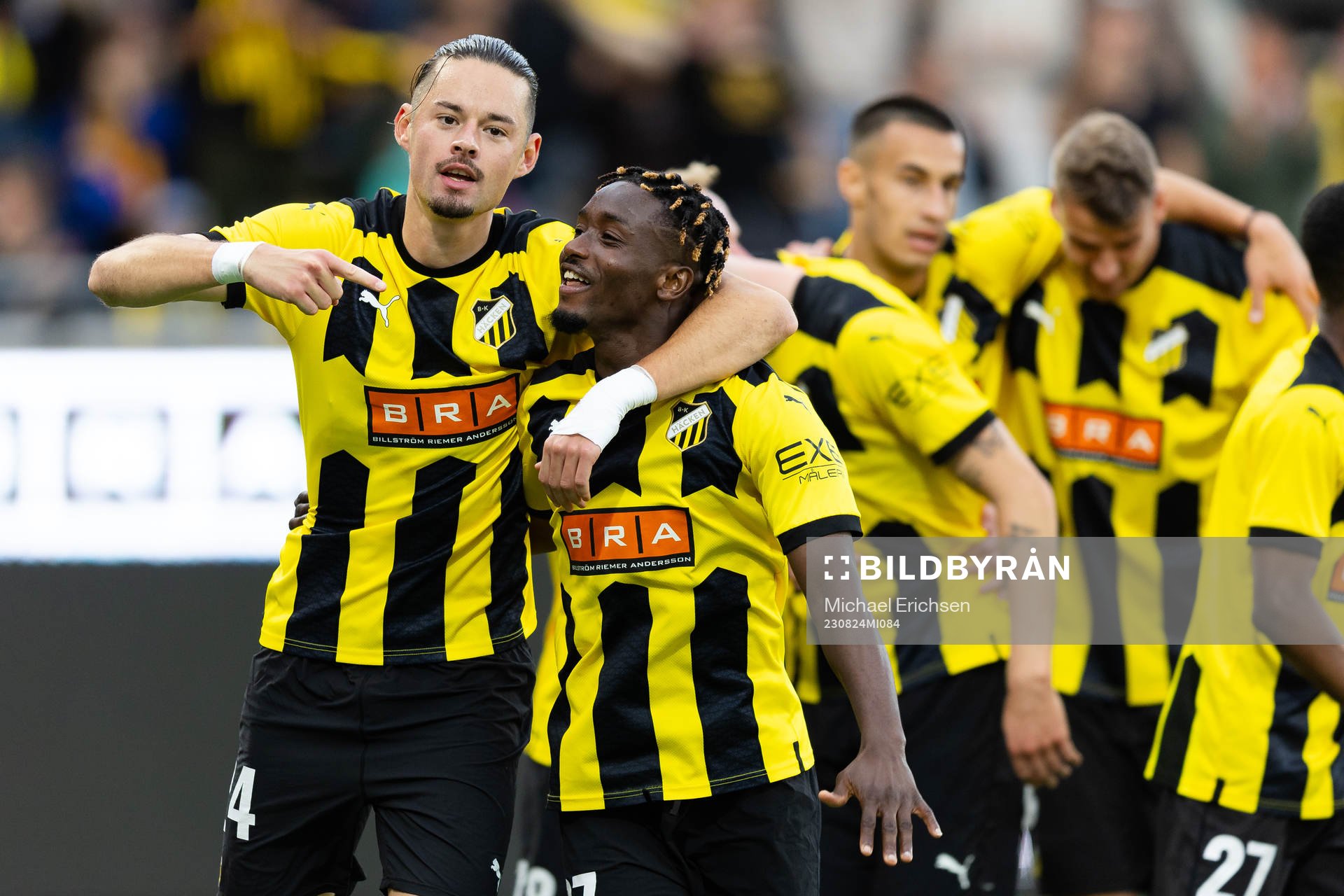Amor Layouni and Ibrahim Sadiq of Häcken celebrate 1-0