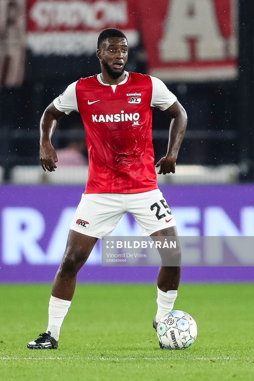 ALKMAAR - 24-08-2023, AFAS Stadium. UEFA European Conference League, season 2023/2024, Play-offs 1st leg during the match AZ - Brann. AZ player Riechedly Bazoer © Bildbyrån - COP 30 - SWEDEN AND NORWAY ONLY