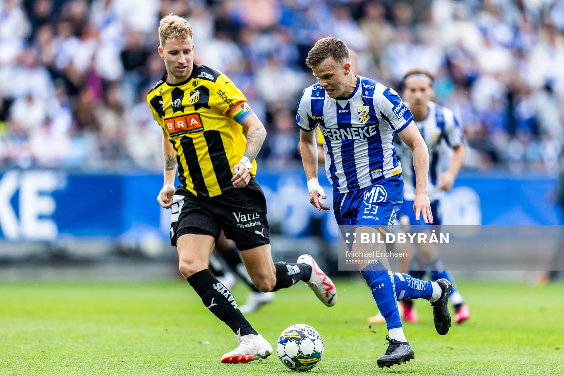 Häckens Samuel Gustafson och IFK Göteborgs Kolbeinn