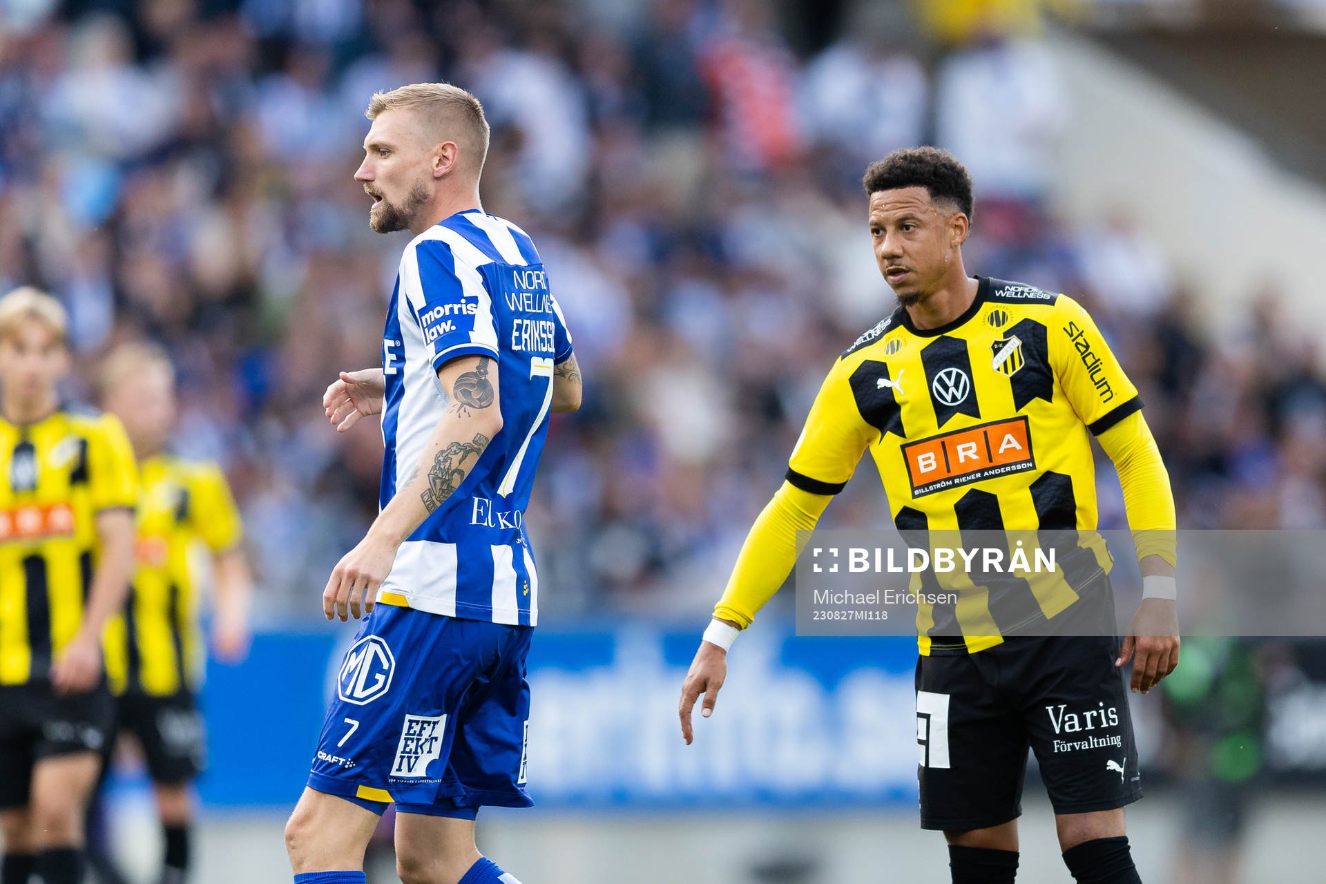 IFK Göteborgs Sebastian Eriksson och Häckens Tobias Sana