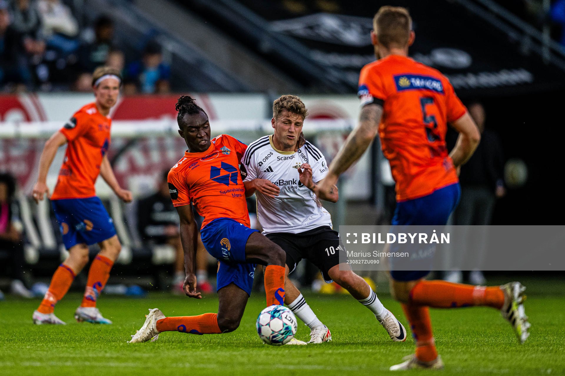 John Kitolano of Aalesund and Carl Johan Holse of Rosenborg