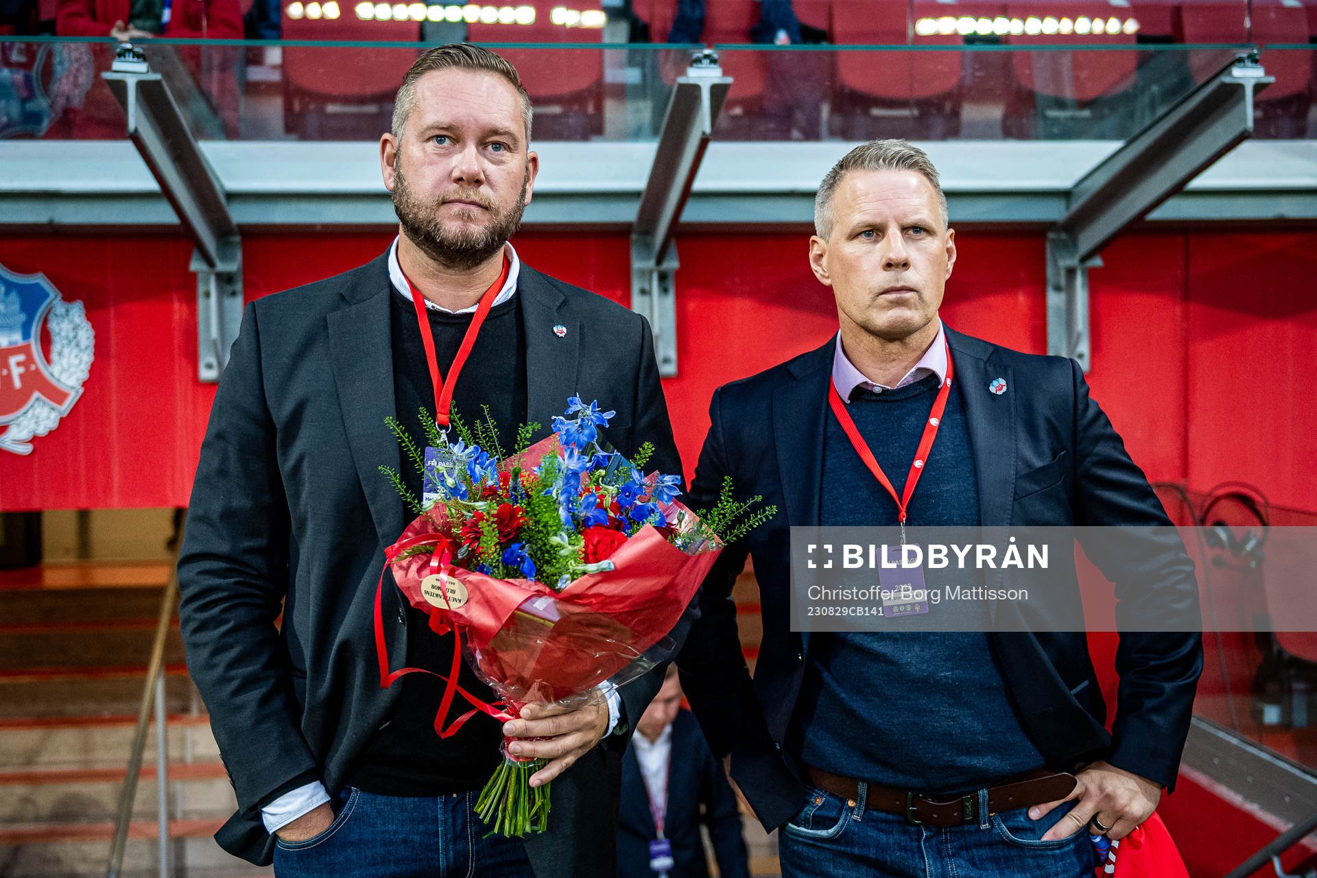 Helsingborgs klubbchef Joel Sandborg och ordförande