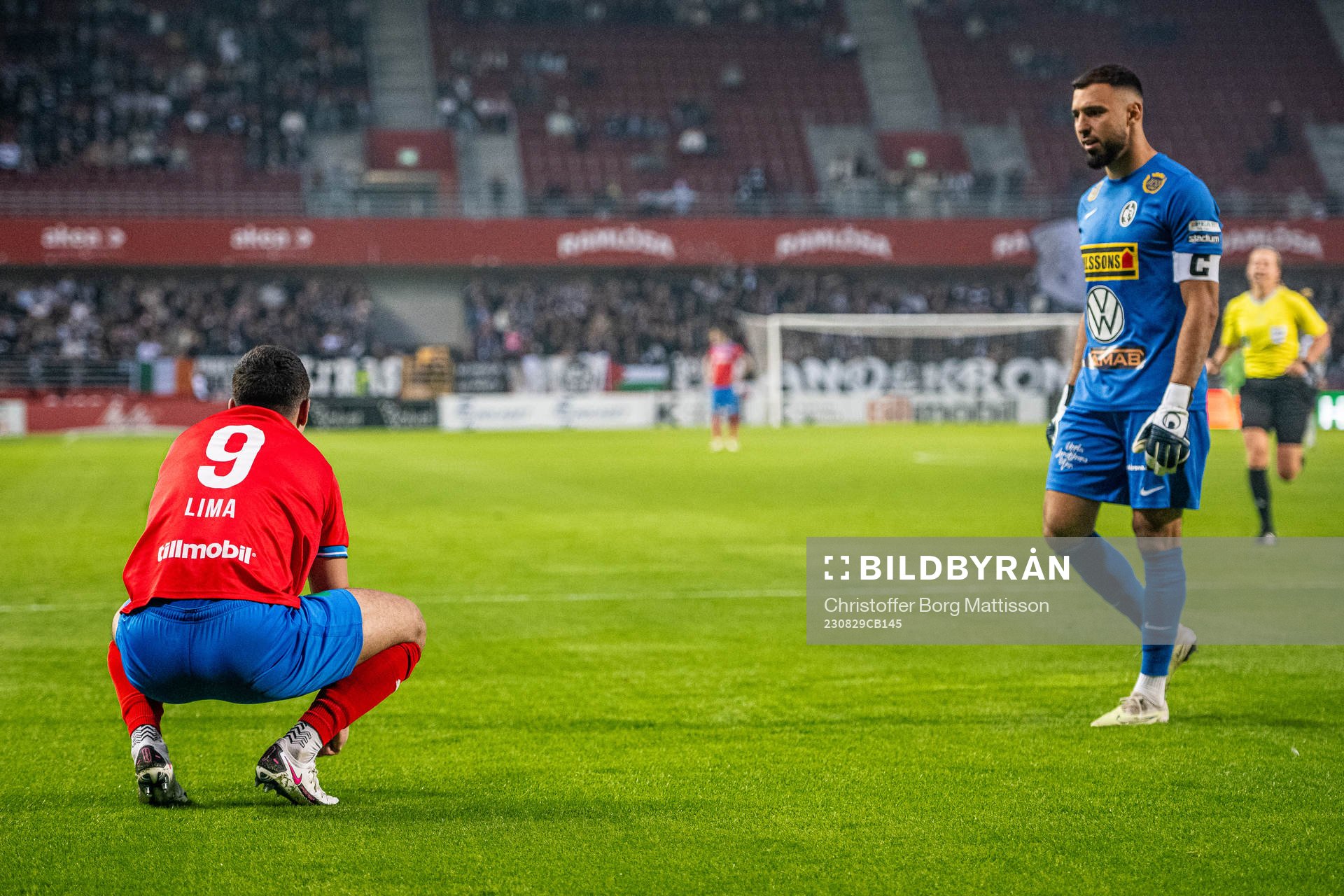 Helsingborgs Lucas Lima och Landskronas målvakt Amr