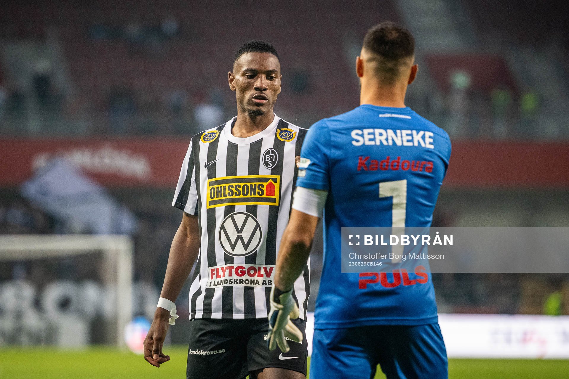 Landskronas Samuel Kotto och målvakt Amr Kaddoura