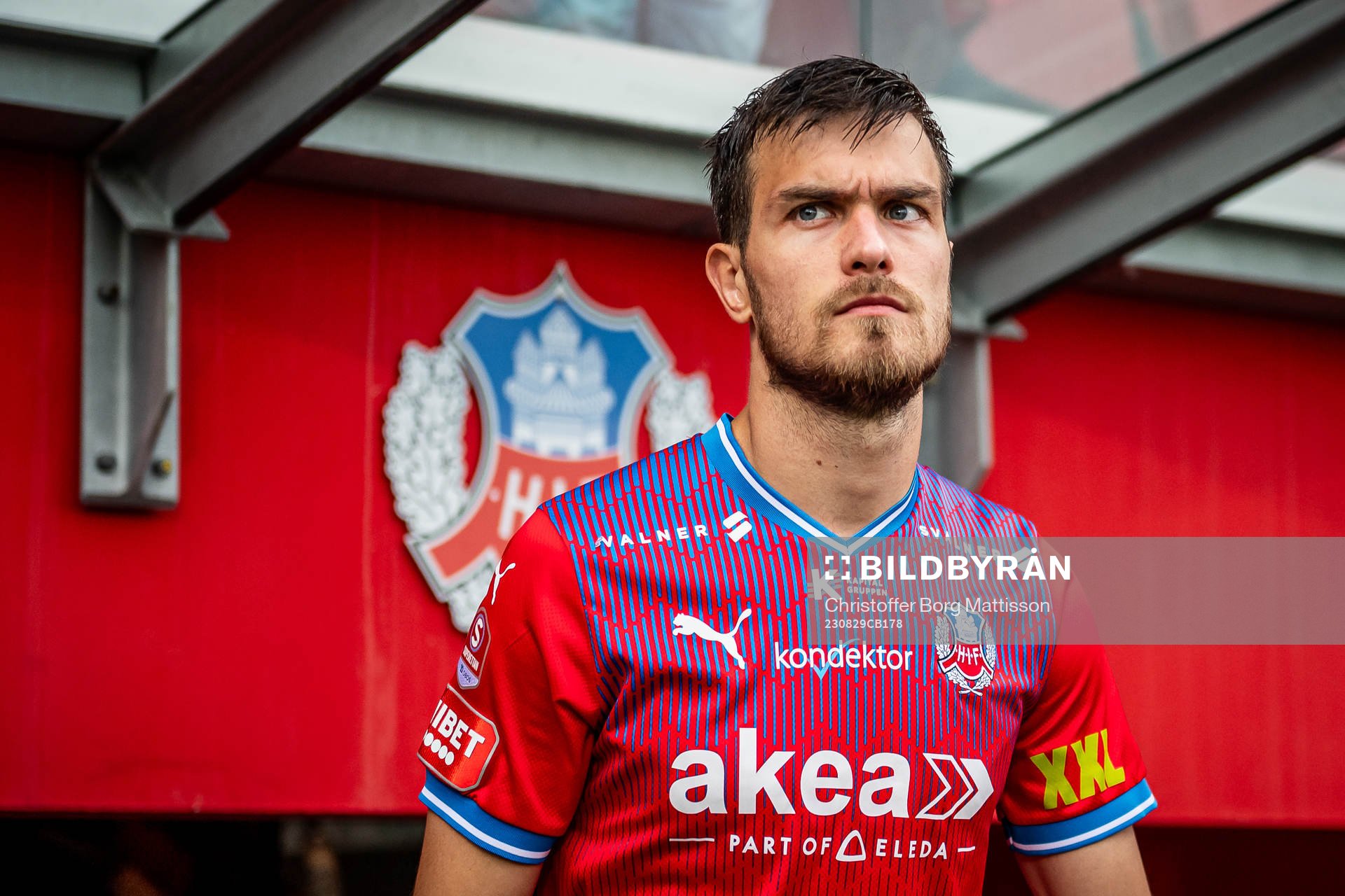 Helsingborgs Pavle Vagic inför fotbollsmatchen i Superettan mellan Helsingborg och Landskrona den 29 augusti 2023 i Helsingborg.