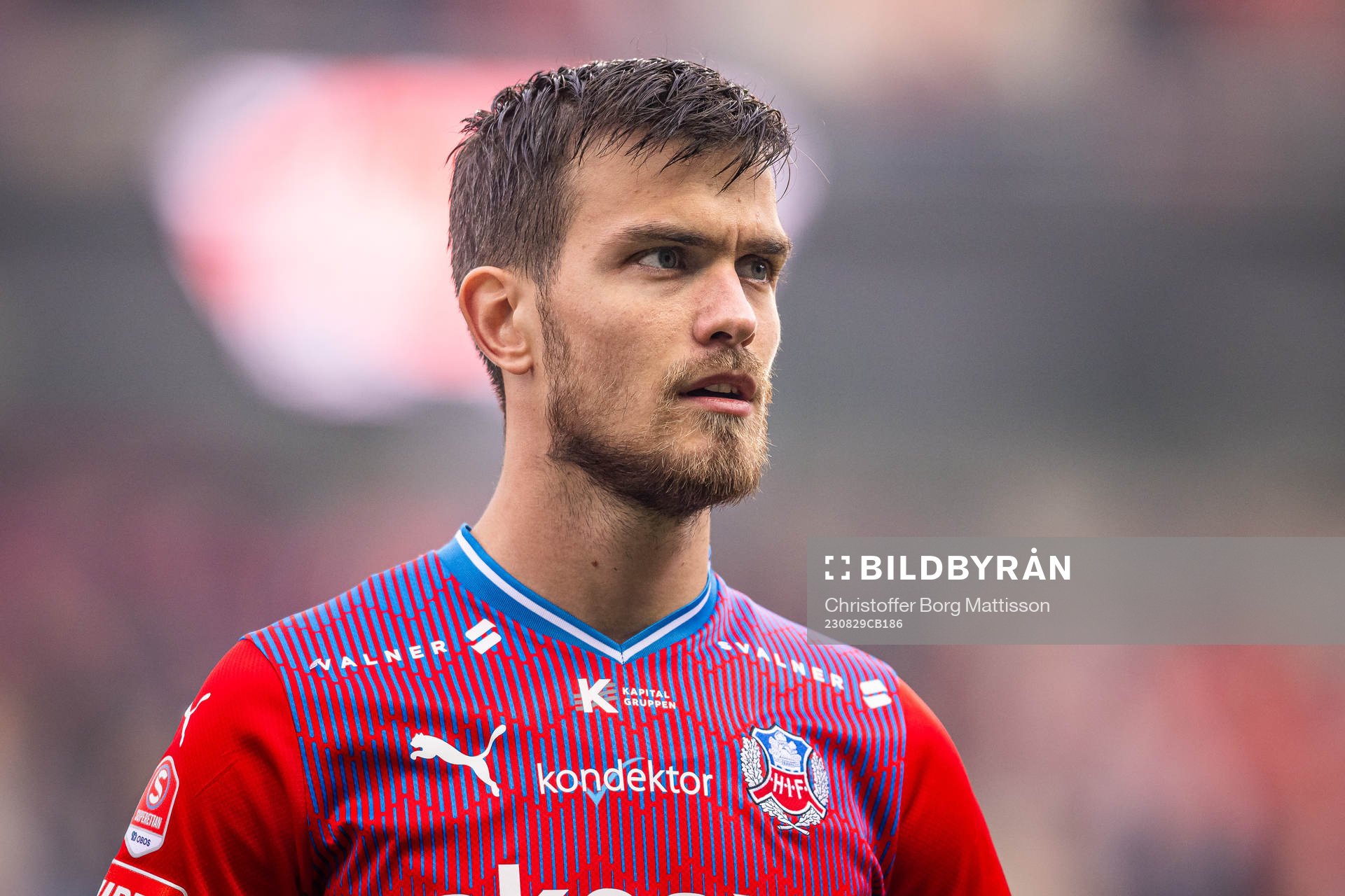 Helsingborgs Pavle Vagic inför fotbollsmatchen i Superettan mellan Helsingborg och Landskrona den 29 augusti 2023 i Helsingborg.