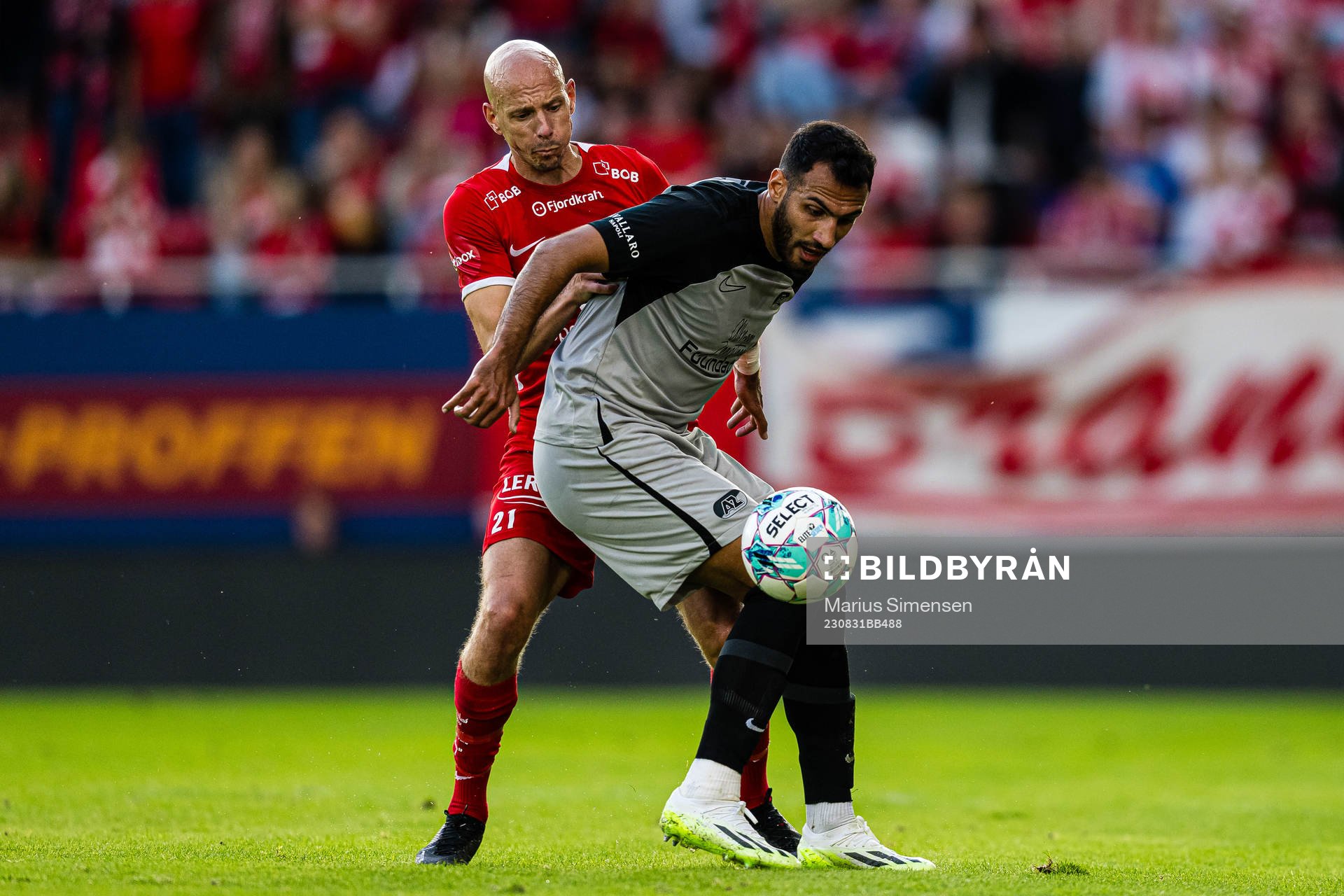 Ruben Kristiansen of Brann and Vangelis Pavlidis of AZ